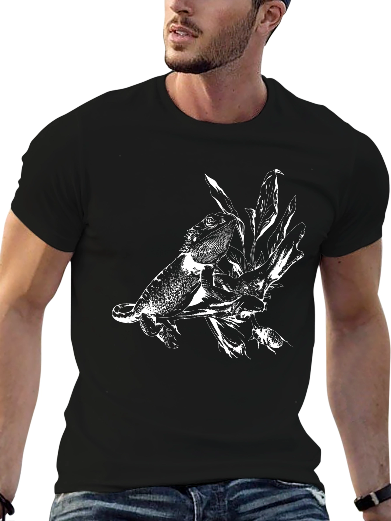 Lizard Print Black T-Shirt