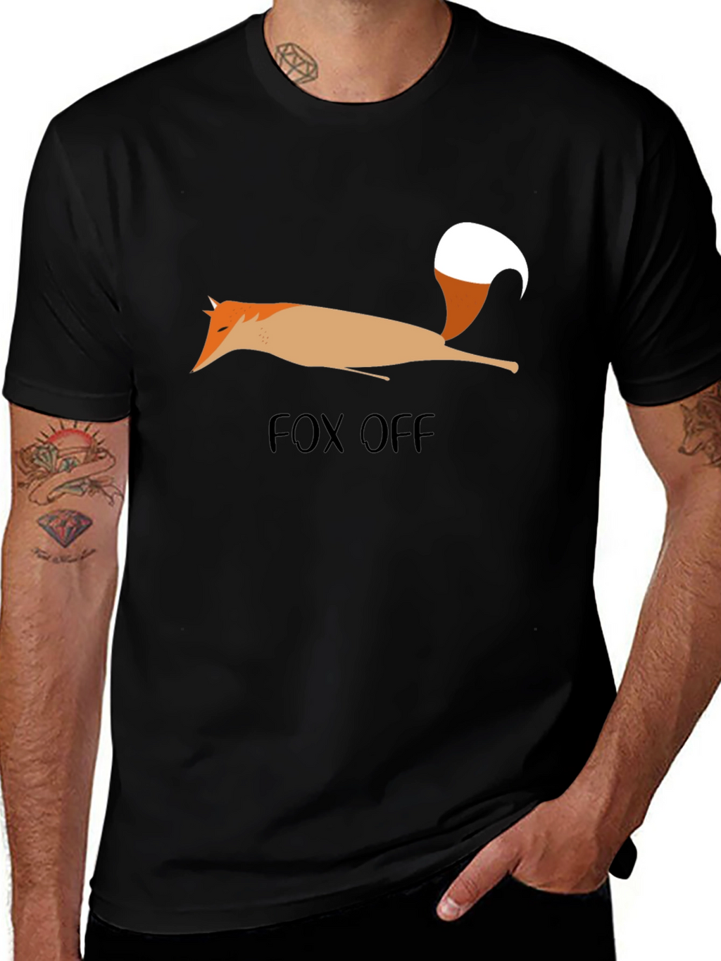 Fox Off Graphic Tee - Black Cotton T-Shirt