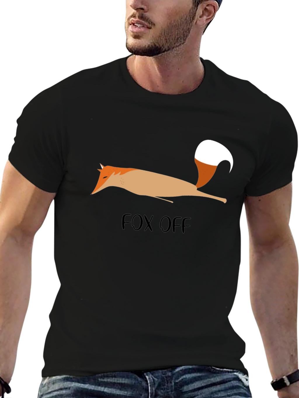 Fox Off Graphic Tee - Black Cotton T-Shirt
