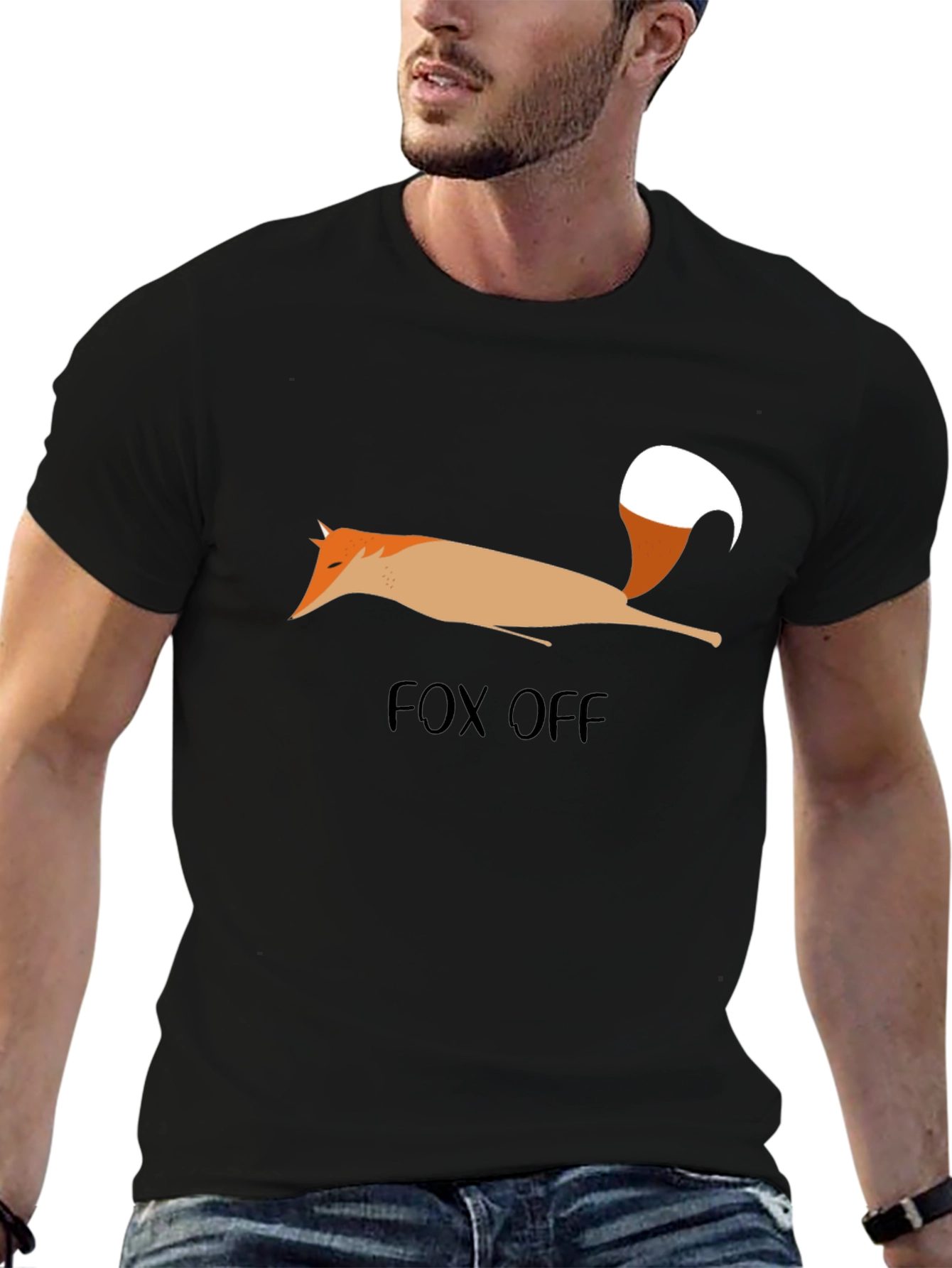 Fox Off Graphic Tee - Black Cotton T-Shirt