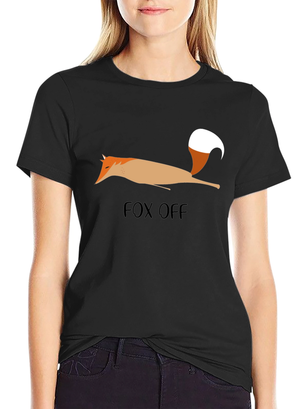 Fox Off Graphic Tee - Black Cotton T-Shirt