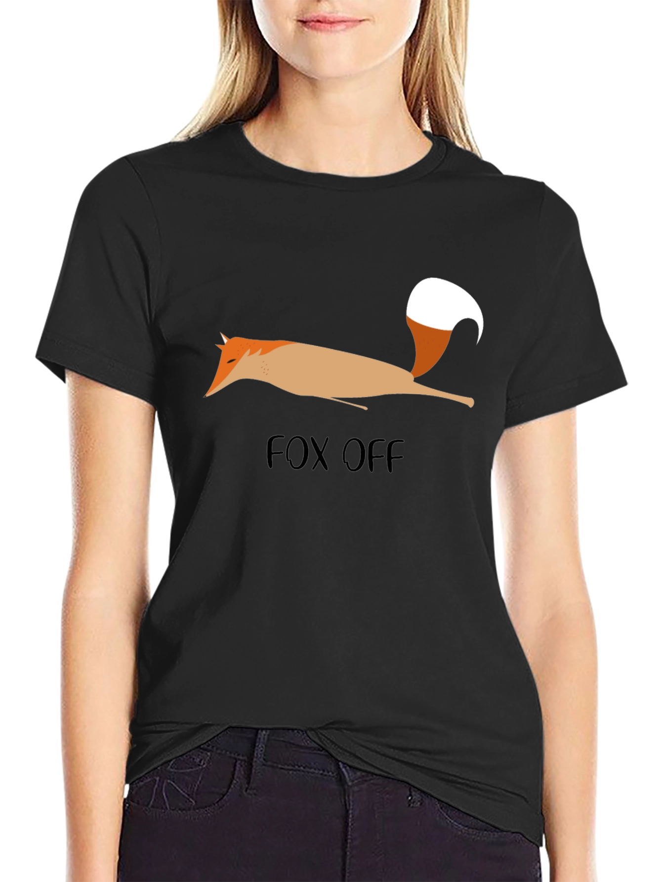 Fox Off Graphic Tee - Black Cotton T-Shirt