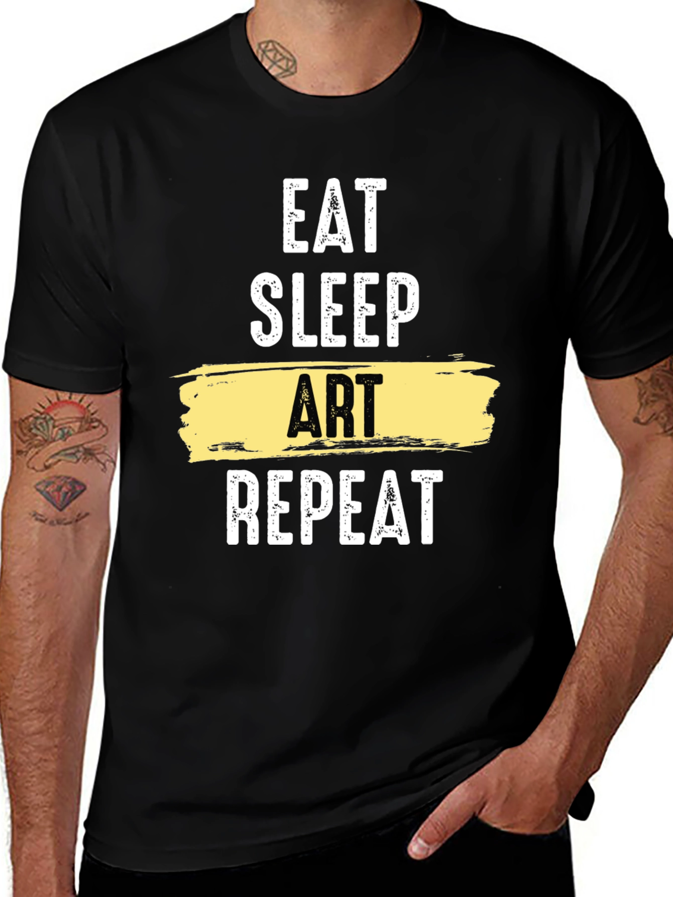 Eat Sleep Art Repeat Graphic T-Shirt - Artistic Lifestyle Tee