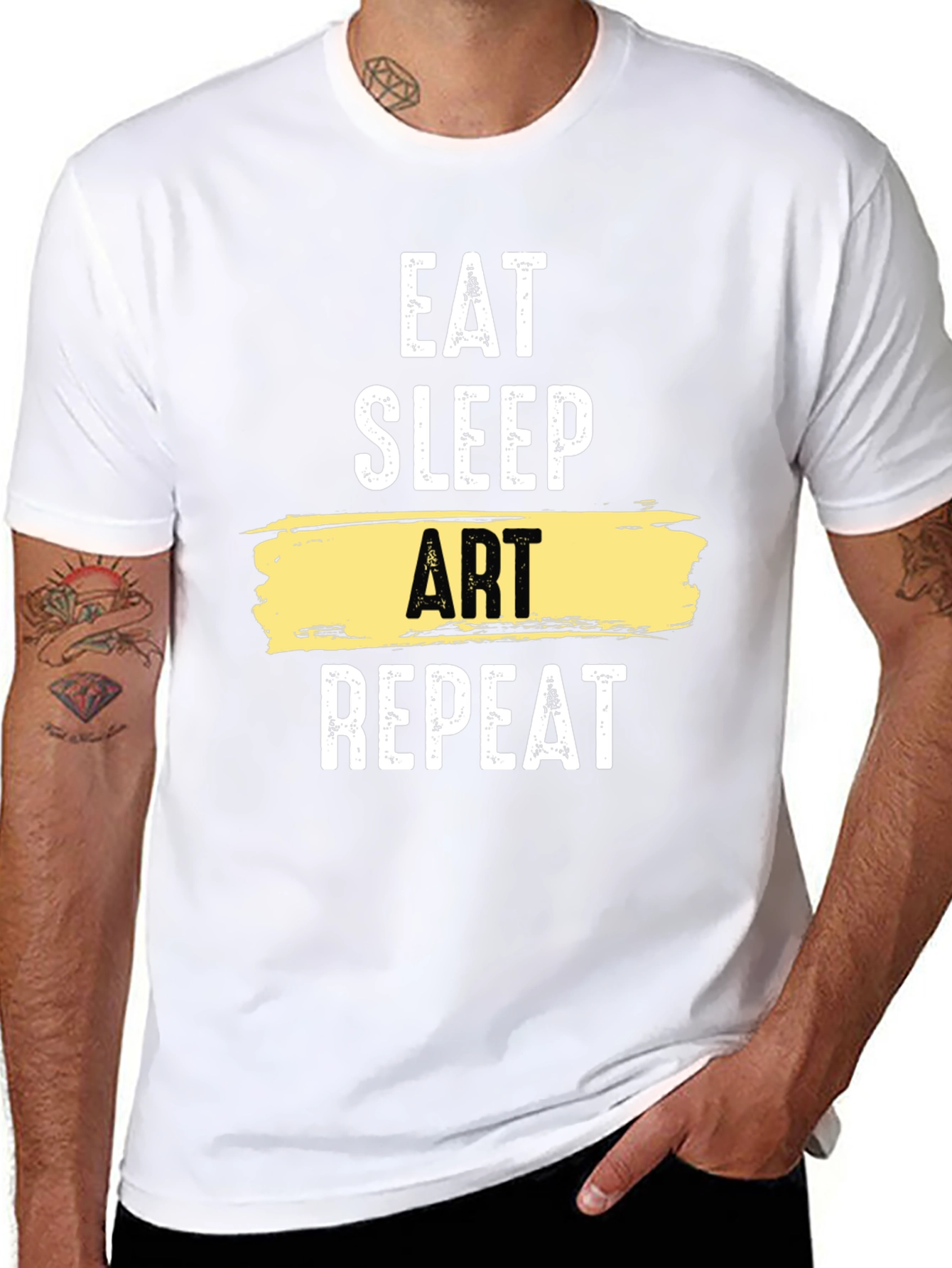 Eat Sleep Art Repeat Graphic T-Shirt - Artistic Lifestyle Tee
