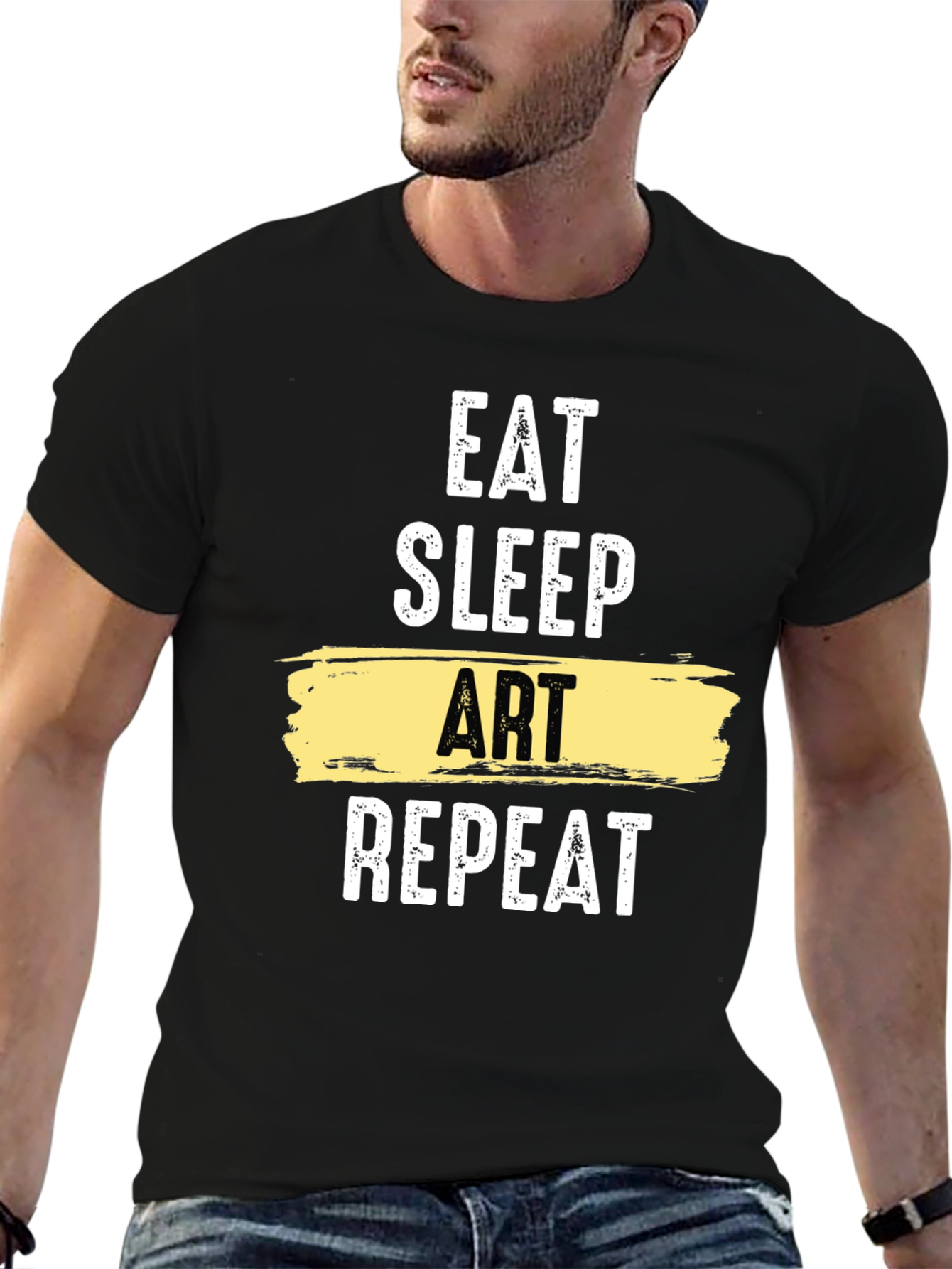Eat Sleep Art Repeat Graphic T-Shirt - Artistic Lifestyle Tee