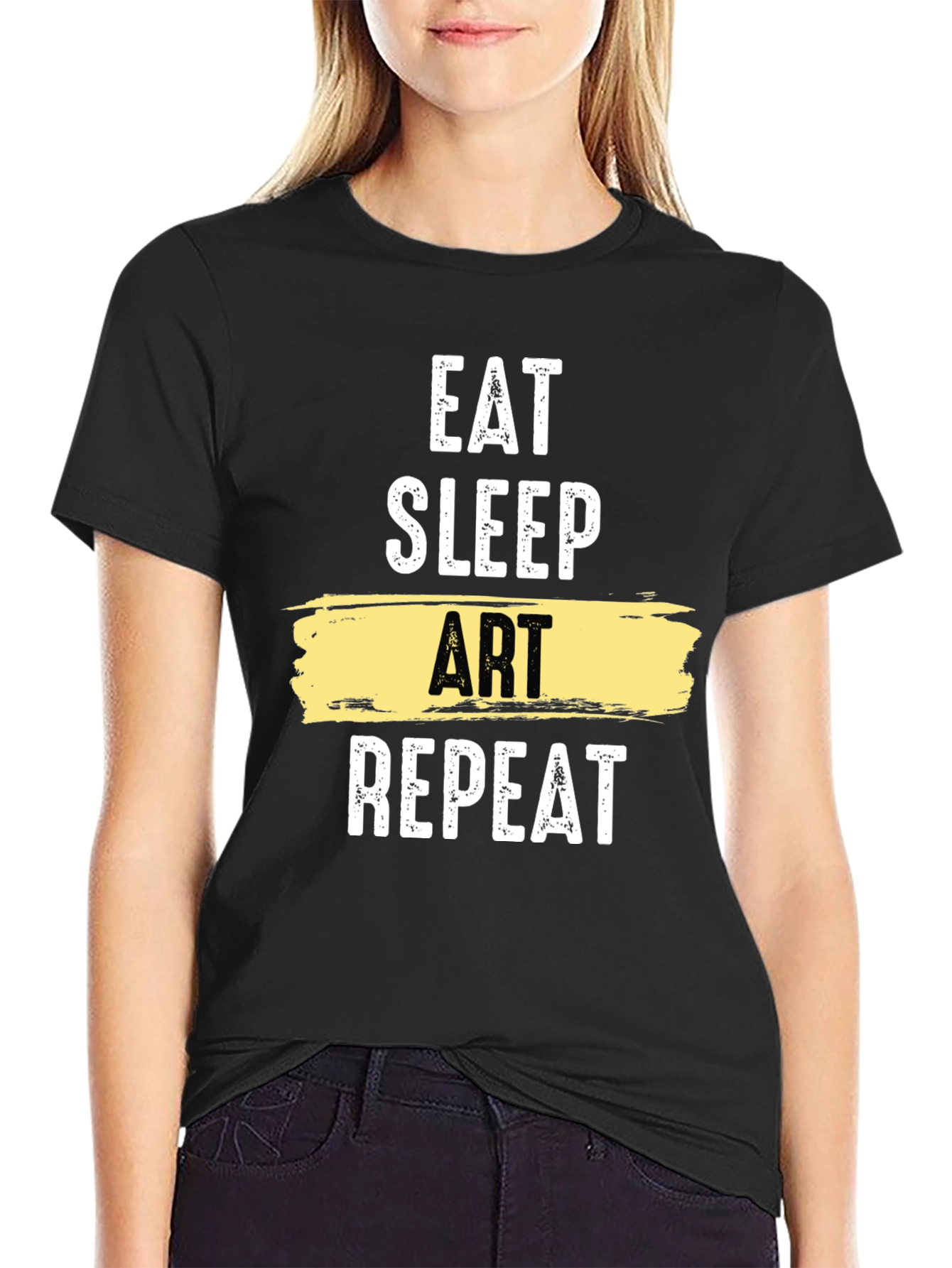 Eat Sleep Art Repeat Graphic T-Shirt - Artistic Lifestyle Tee
