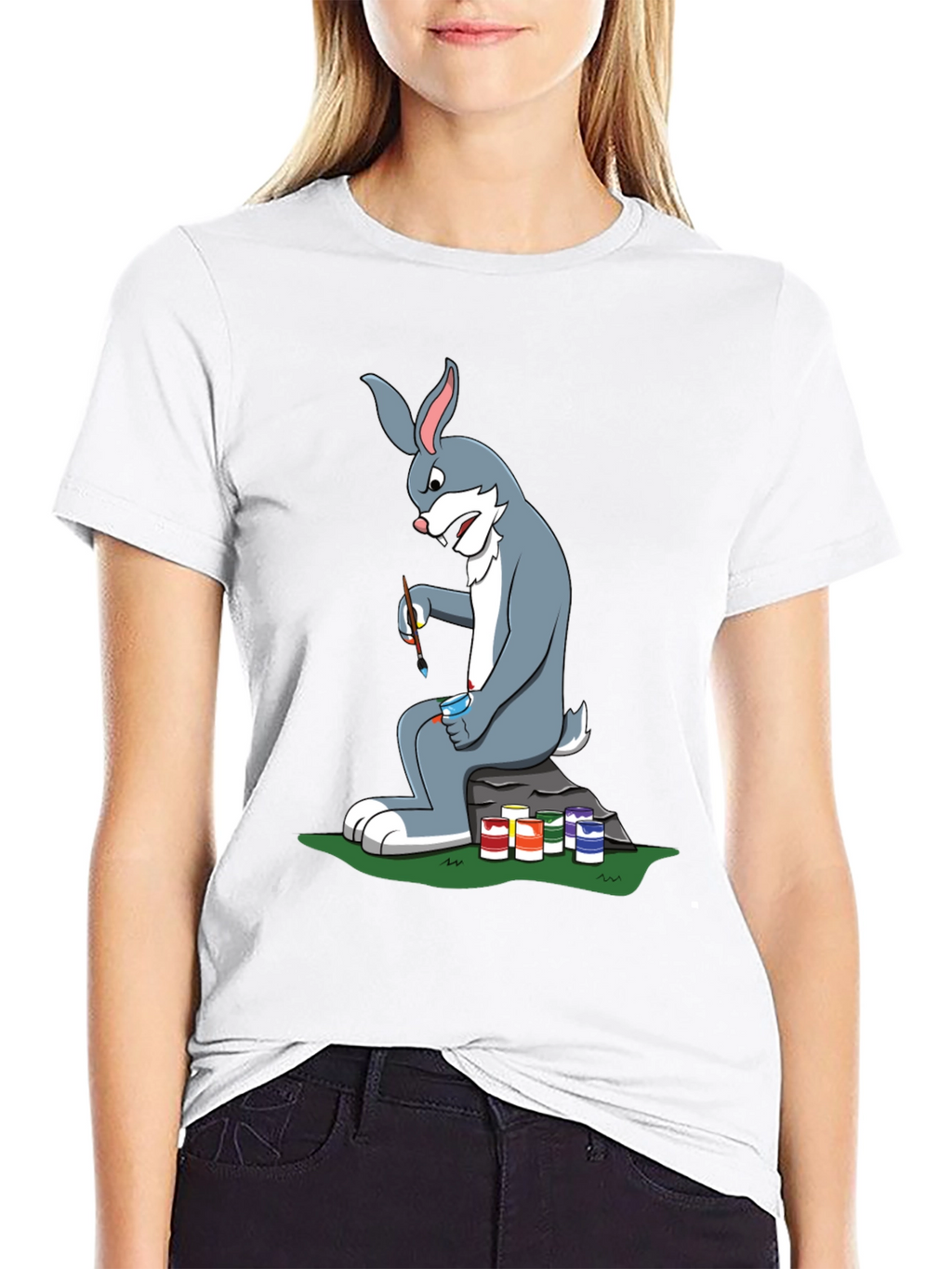 Cartoon Rabbit Painting T-Shirt
