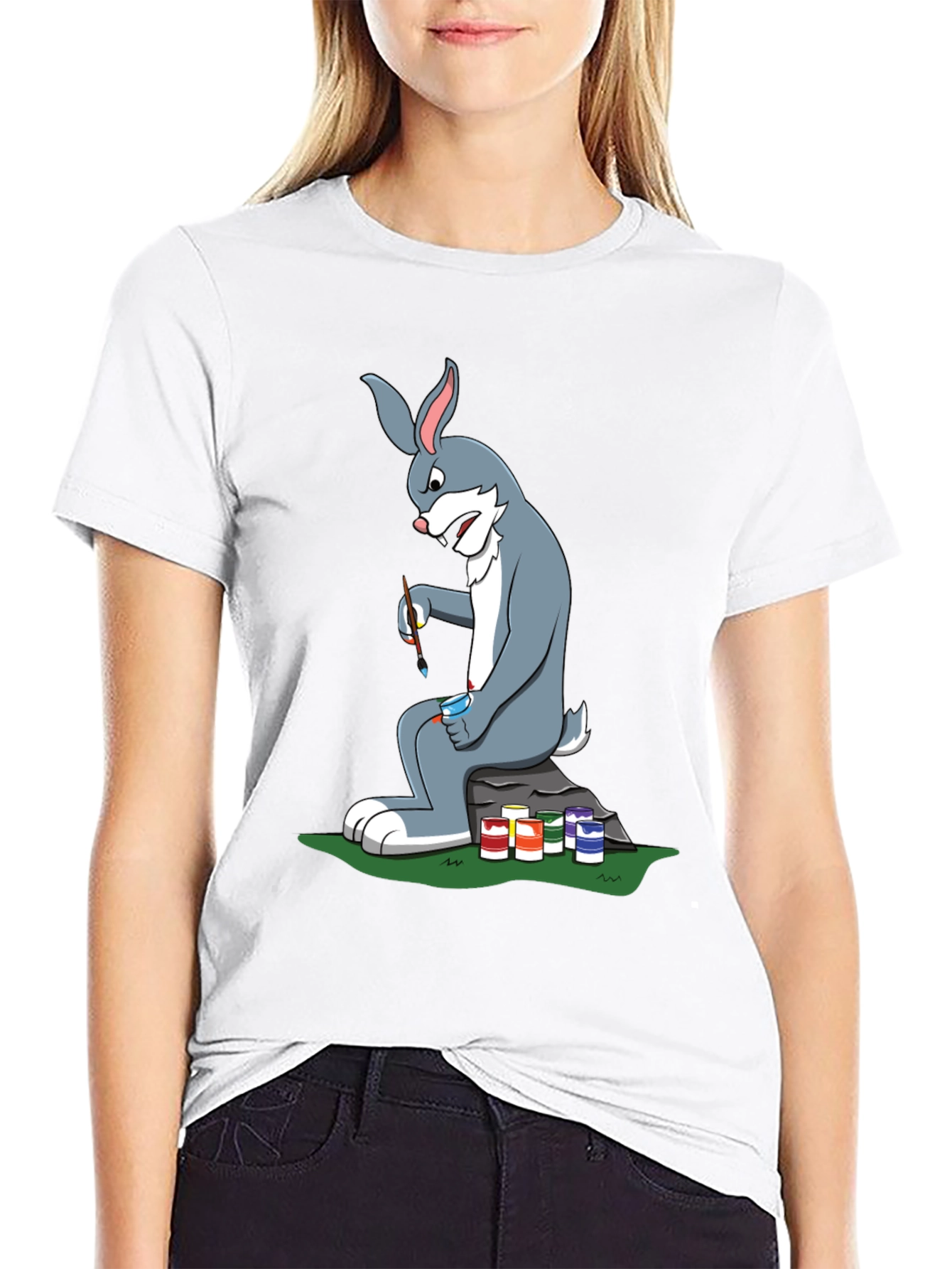 Cartoon Rabbit Painting T-Shirt