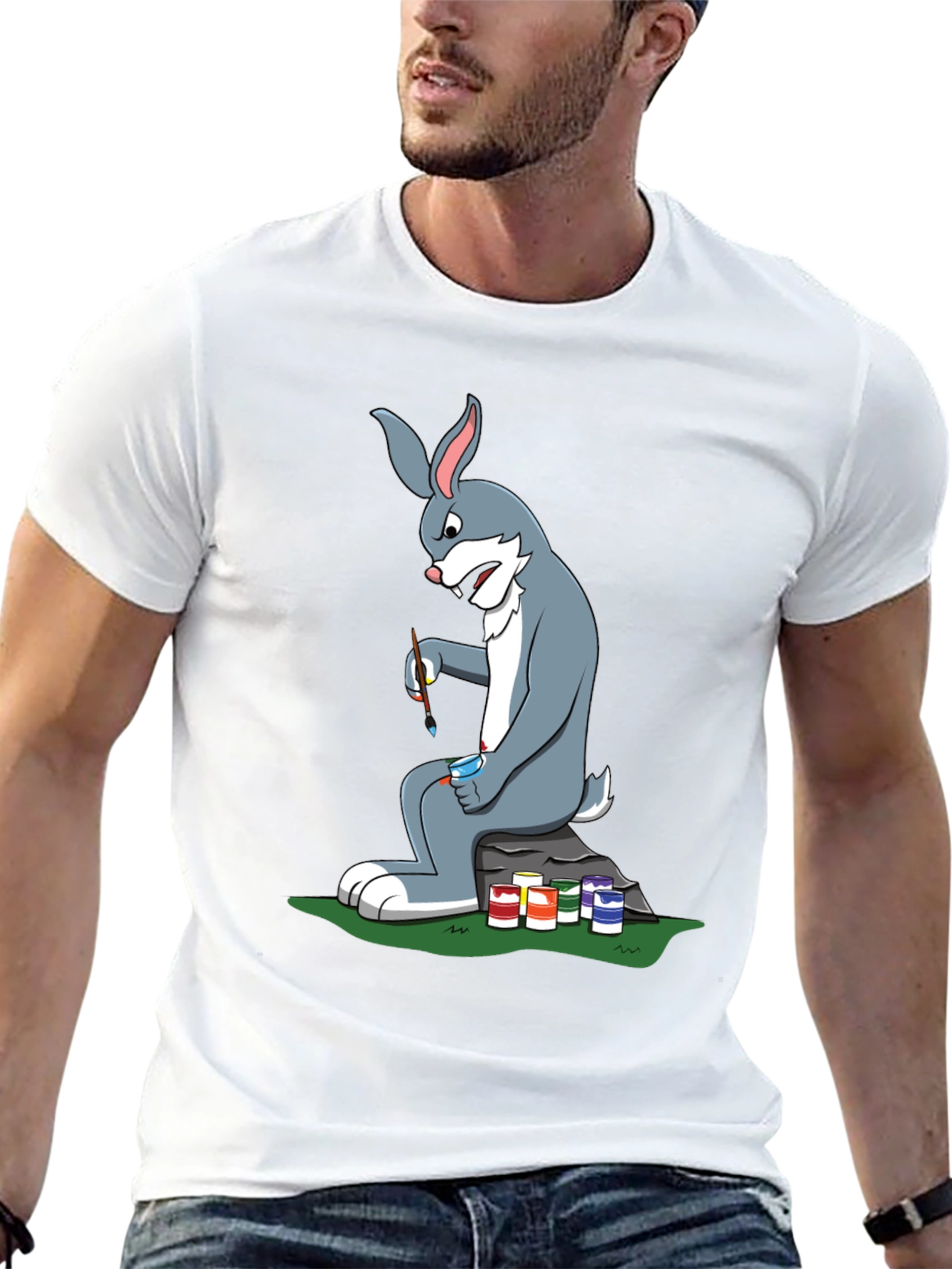 Cartoon Rabbit Painting T-Shirt