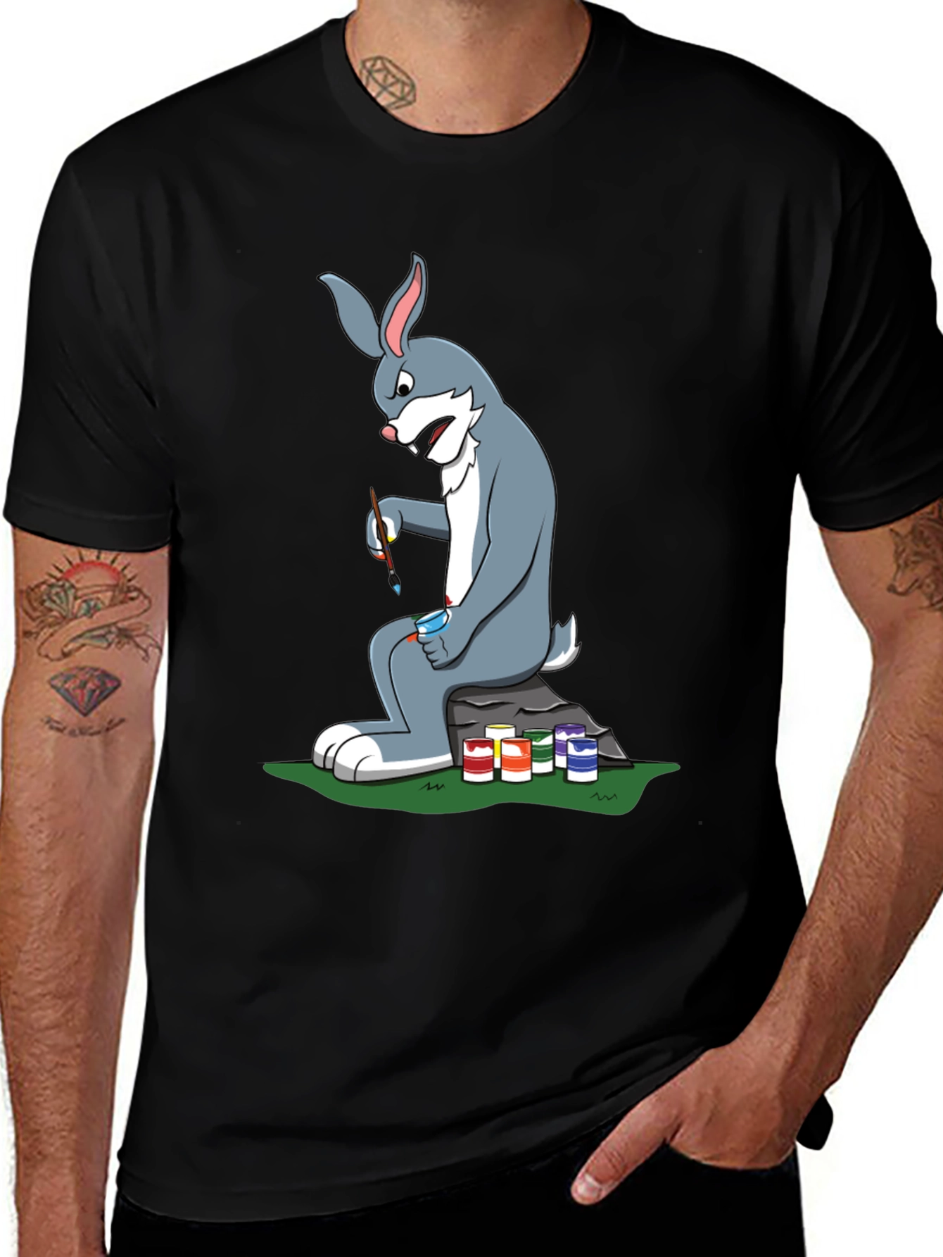 Cartoon Rabbit Painting T-Shirt