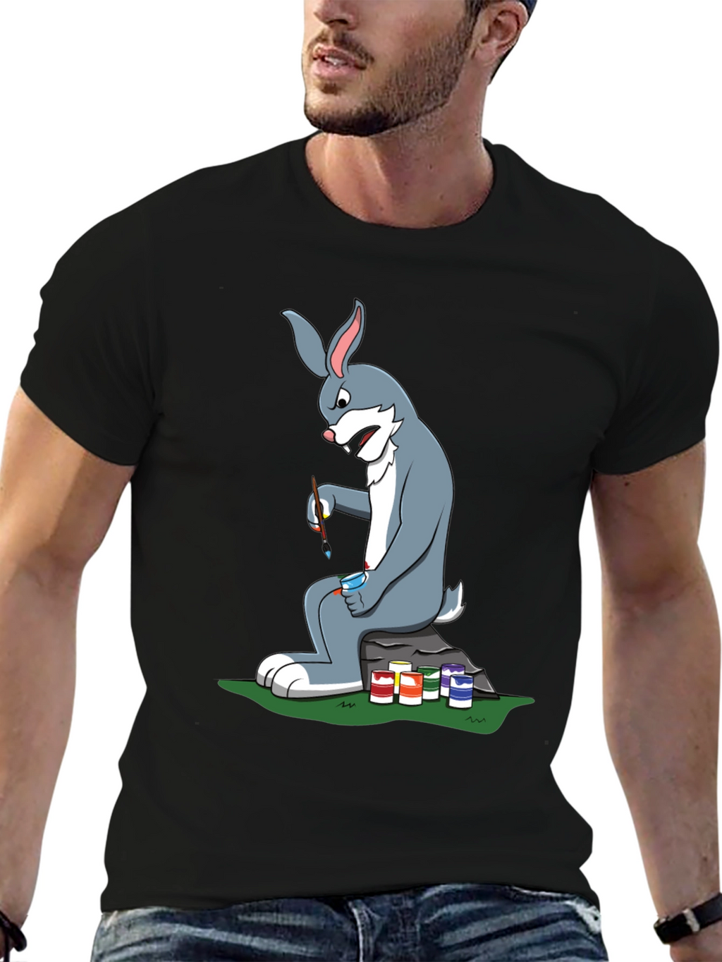Cartoon Rabbit Painting T-Shirt