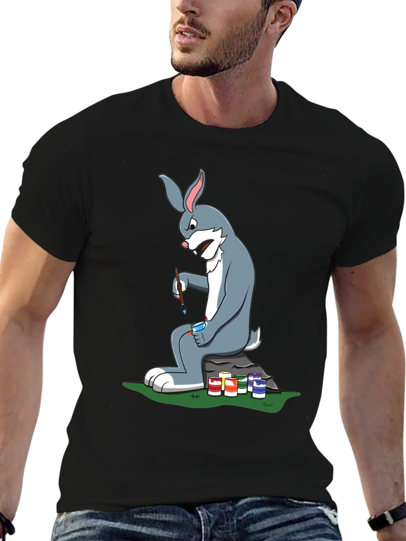 Cartoon Rabbit Painting T-Shirt