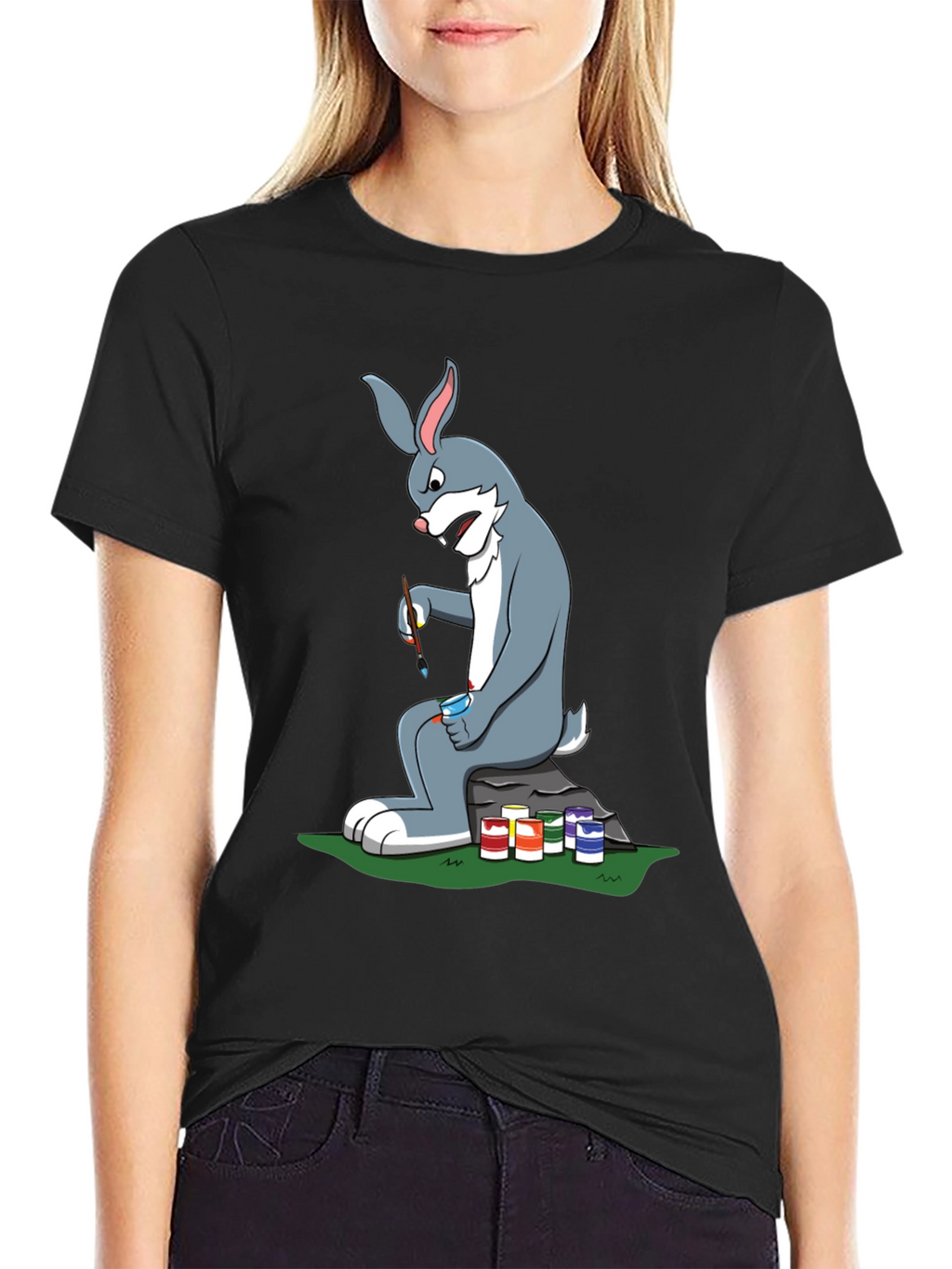 Cartoon Rabbit Painting T-Shirt