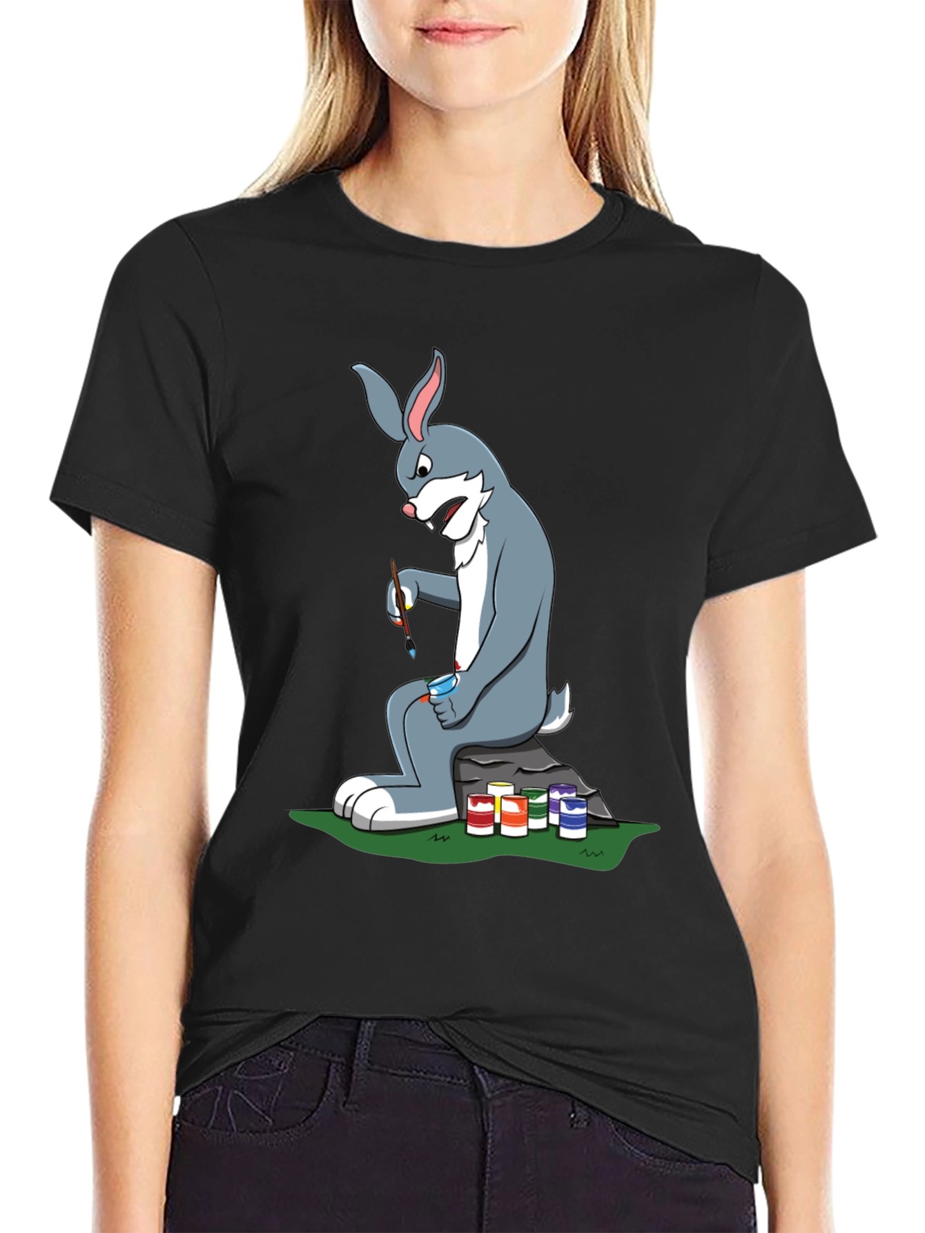 Cartoon Rabbit Painting T-Shirt