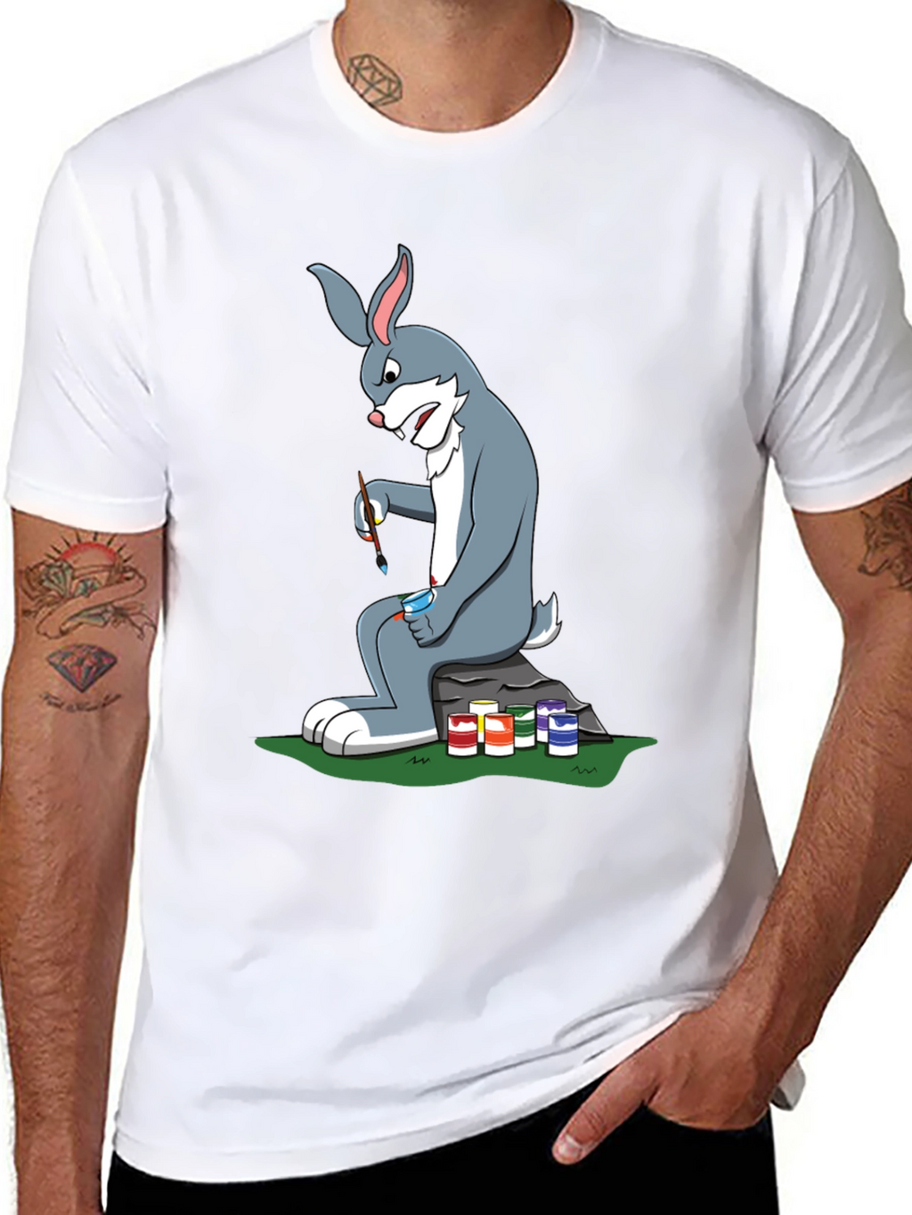 Cartoon Rabbit Painting T-Shirt