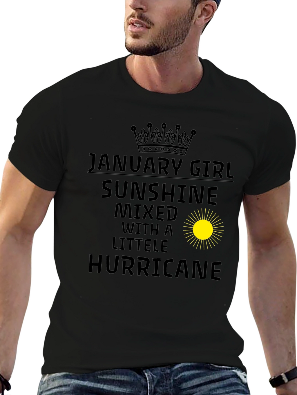 January Girl Sunshine Hurricane Black T-Shirt