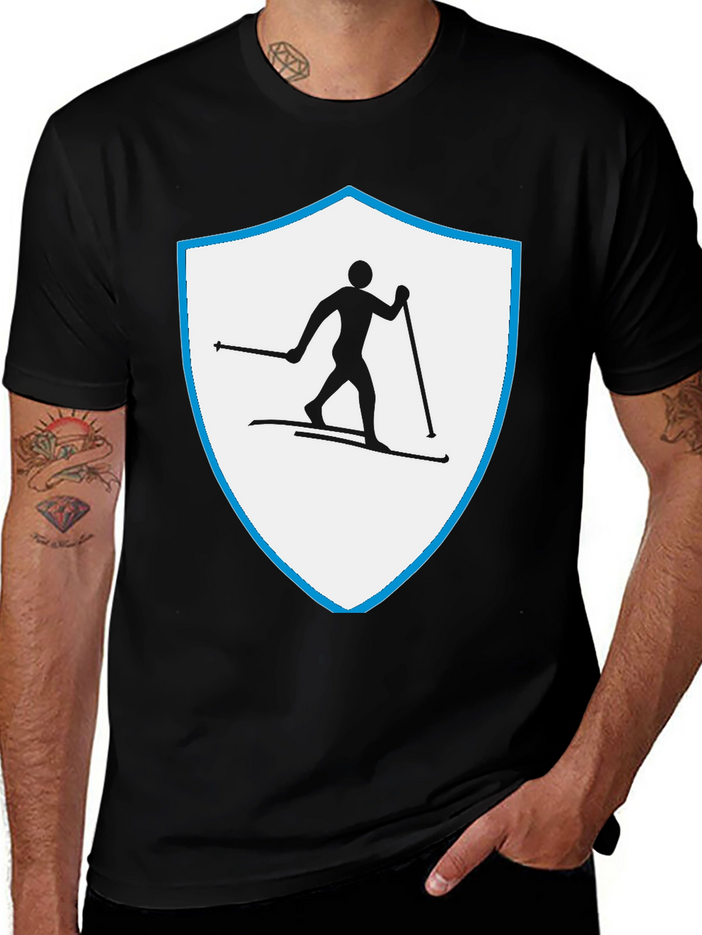 Ski Shield Graphic Tee - Black Cotton Blend