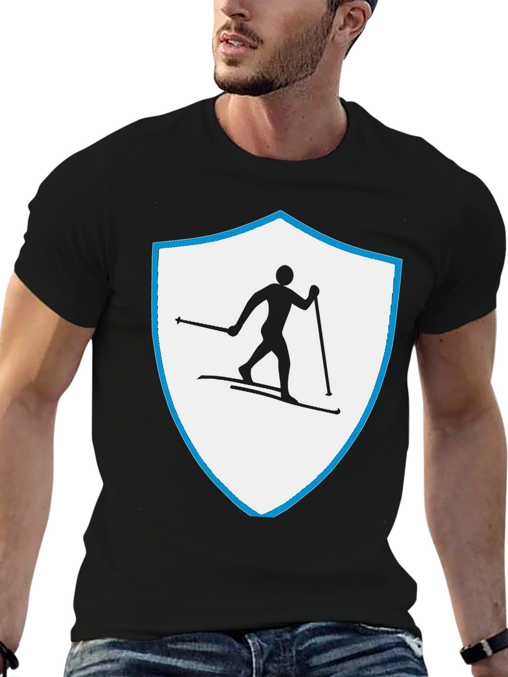 Ski Shield Graphic Tee - Black Cotton Blend