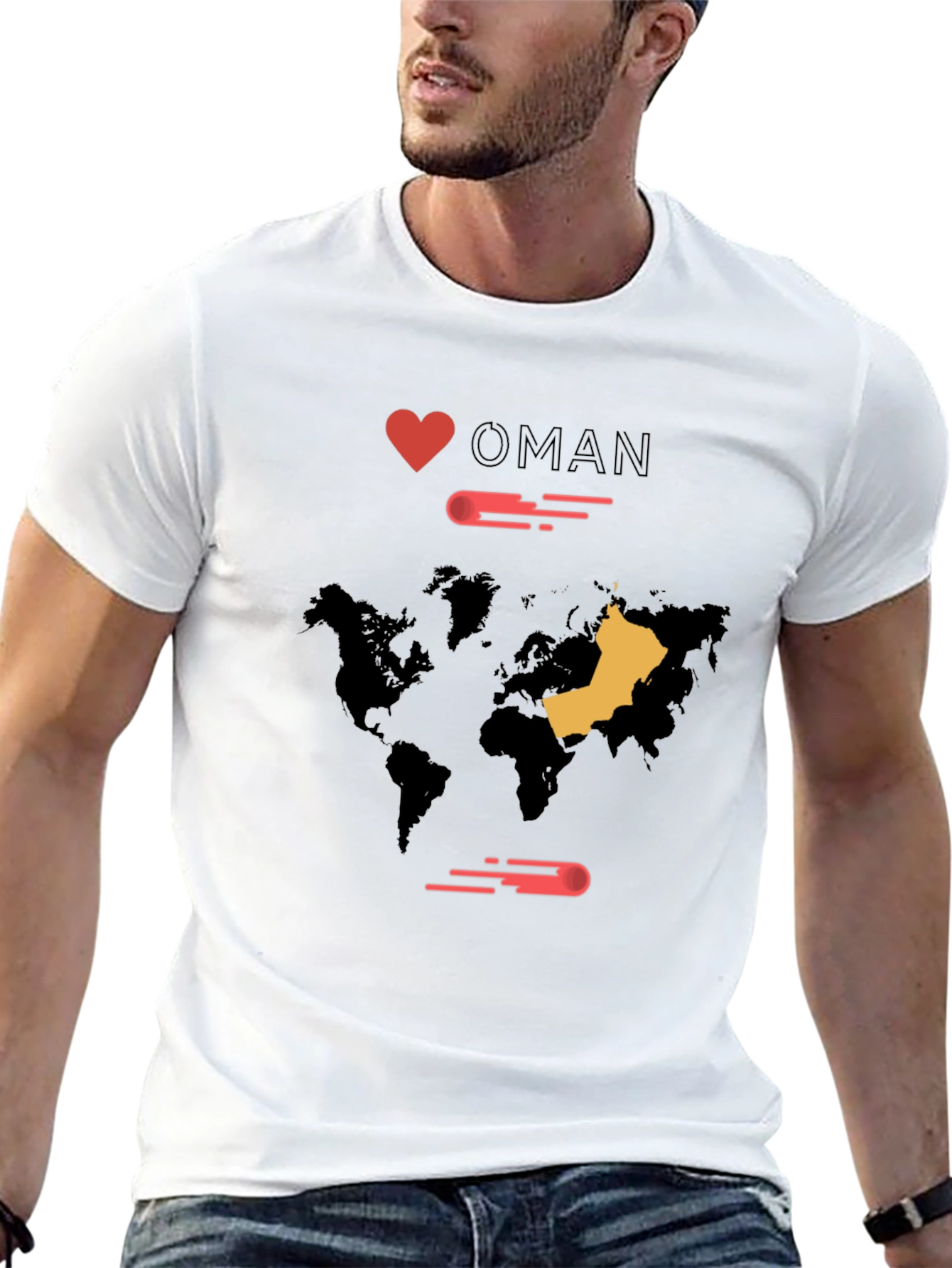 I Love Oman World Map T-Shirt