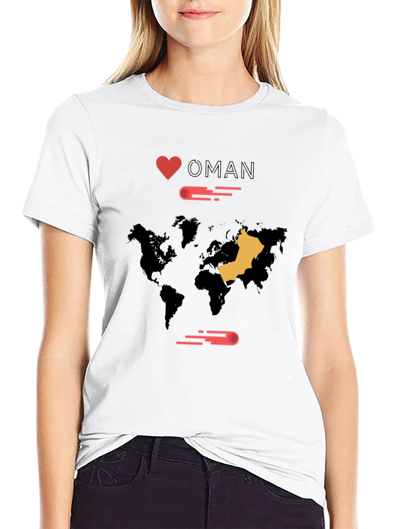 I Love Oman World Map T-Shirt