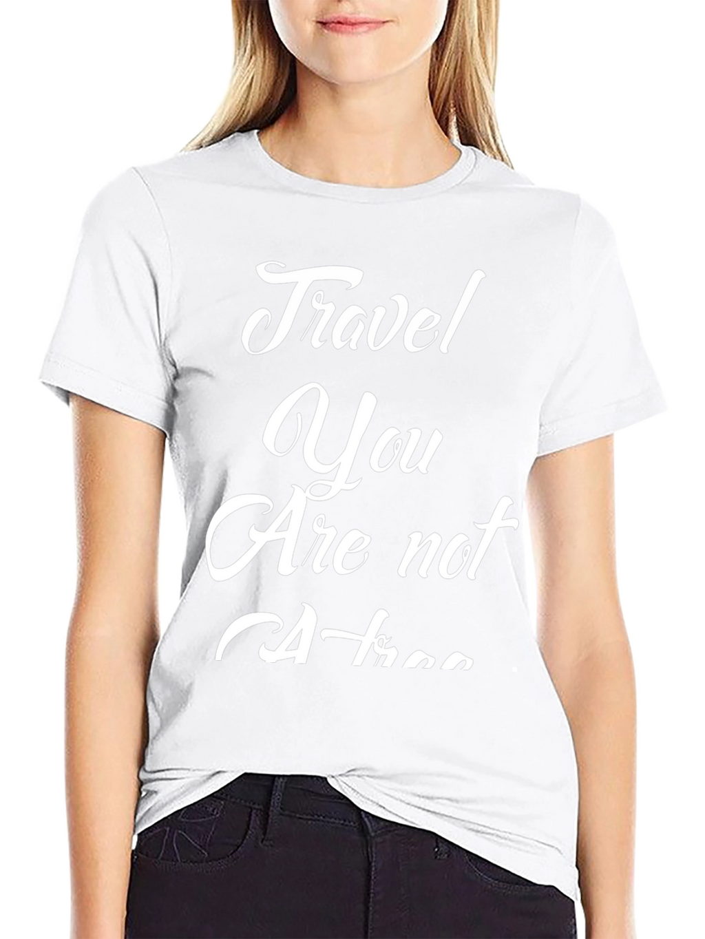 Travel Slogan Graphic Tee - Black Cotton Blend Shirt