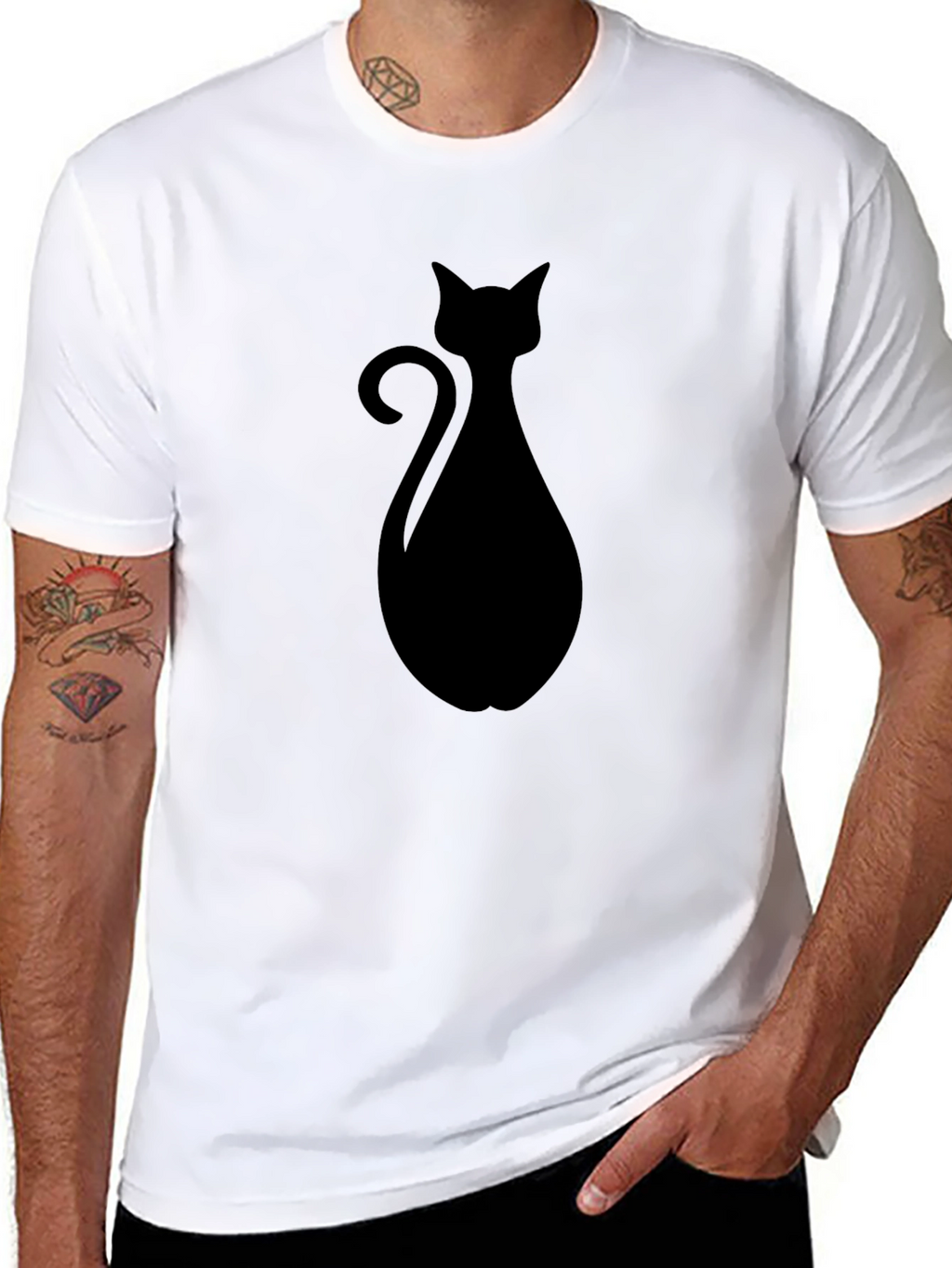 Black Cat Silhouette Graphic T-Shirt