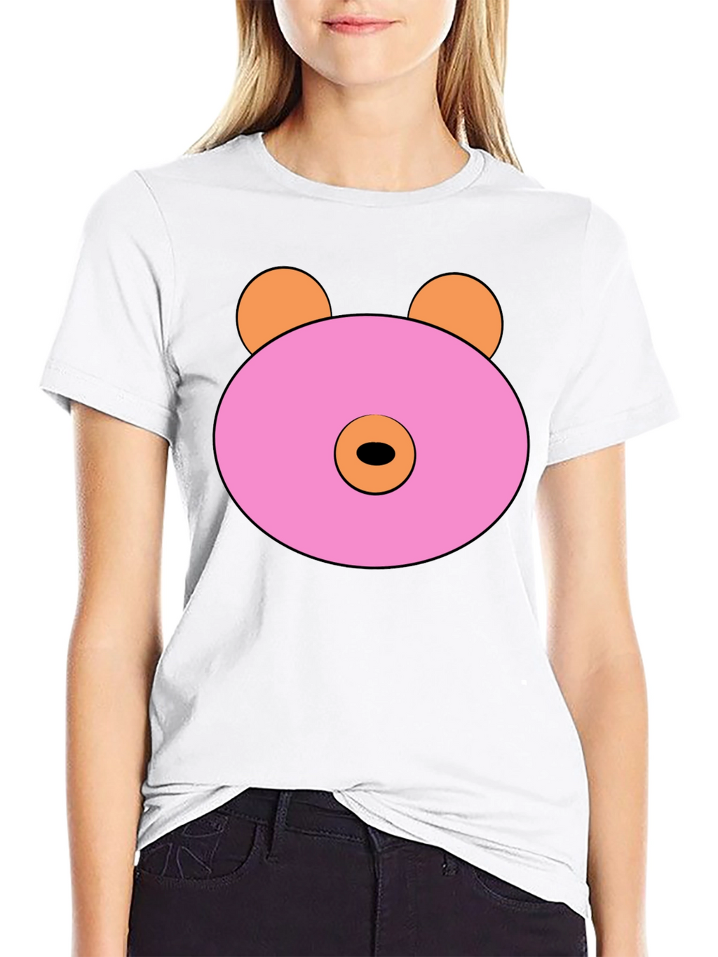 Pink Doughnut Bear Graphic T-Shirt