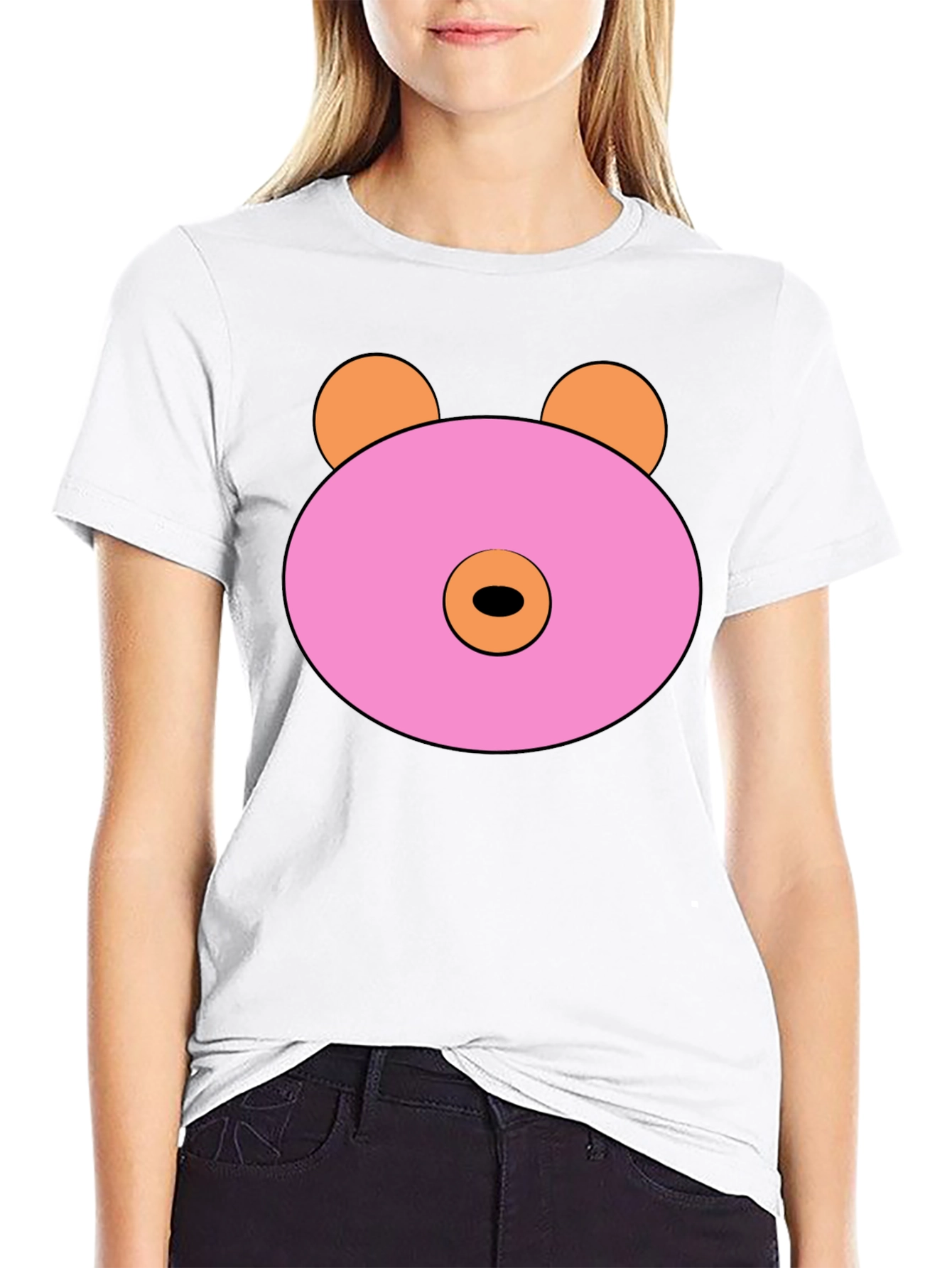 Pink Doughnut Bear Graphic T-Shirt