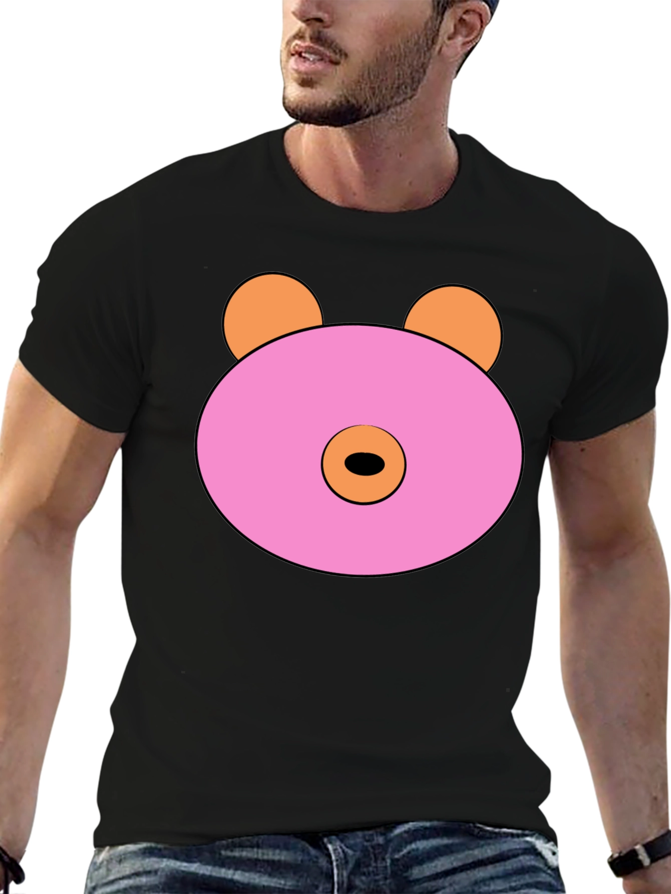Pink Doughnut Bear Graphic T-Shirt