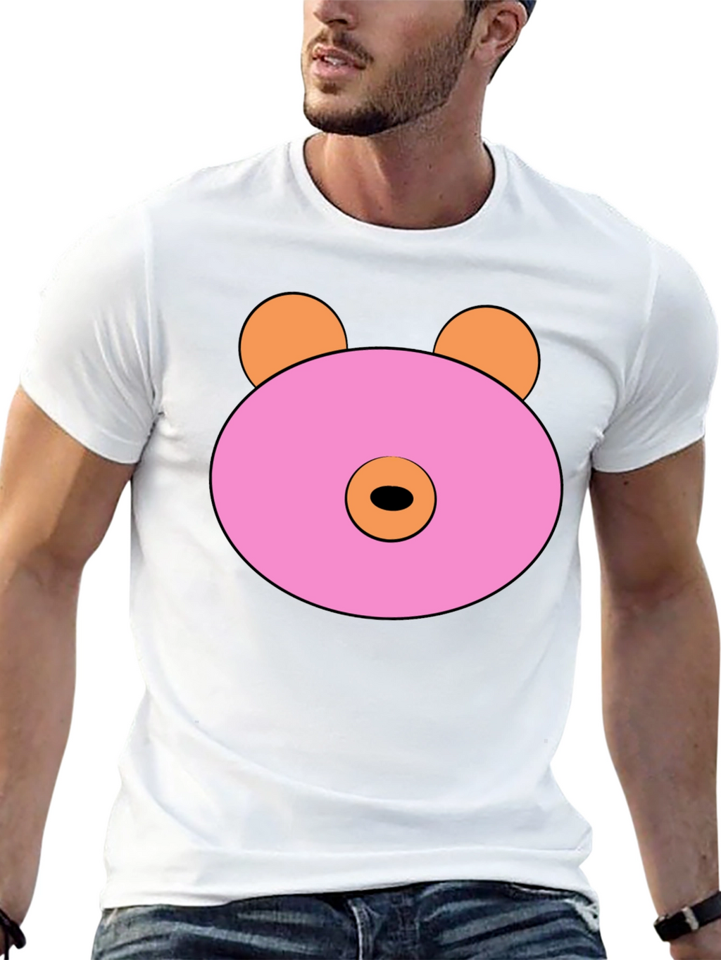 Pink Doughnut Bear Graphic T-Shirt