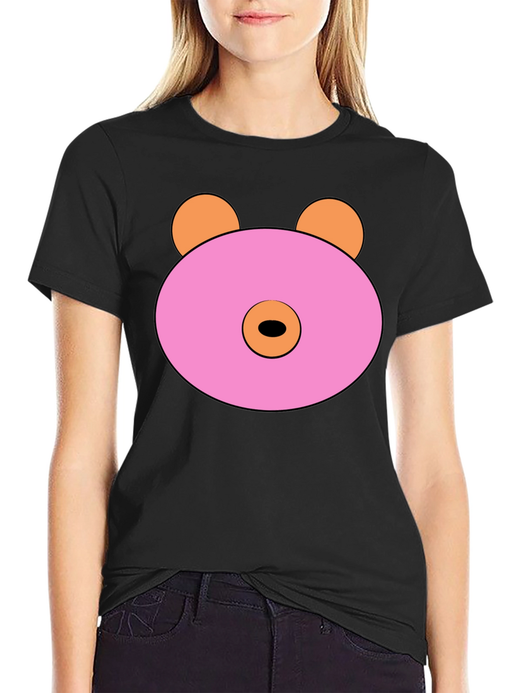 Pink Doughnut Bear Graphic T-Shirt