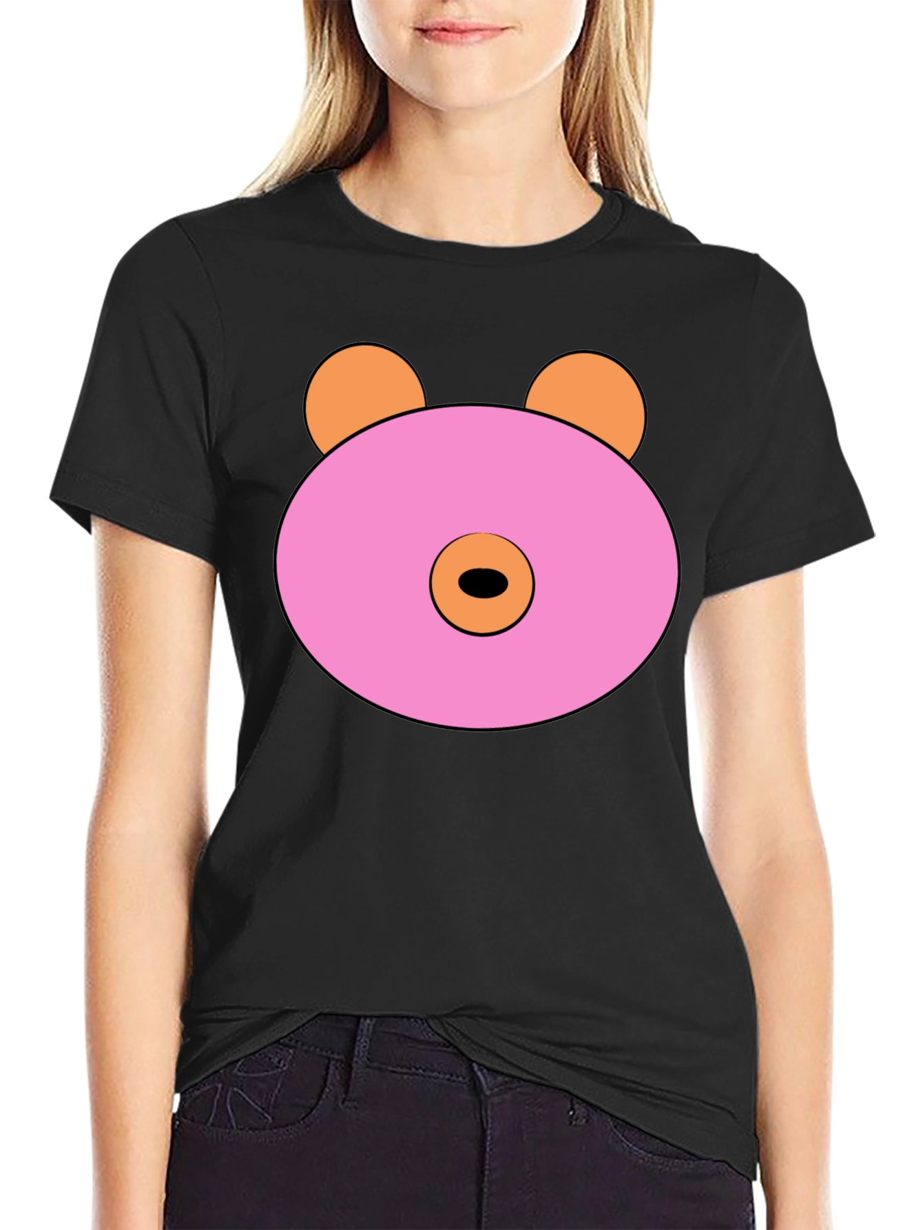 Pink Doughnut Bear Graphic T-Shirt