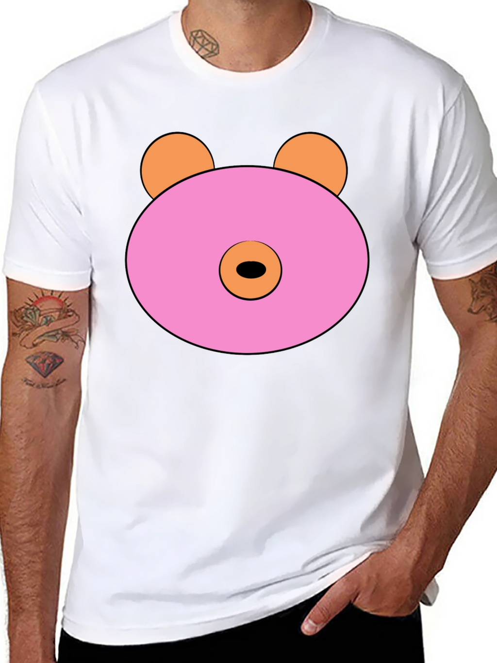 Pink Doughnut Bear Graphic T-Shirt