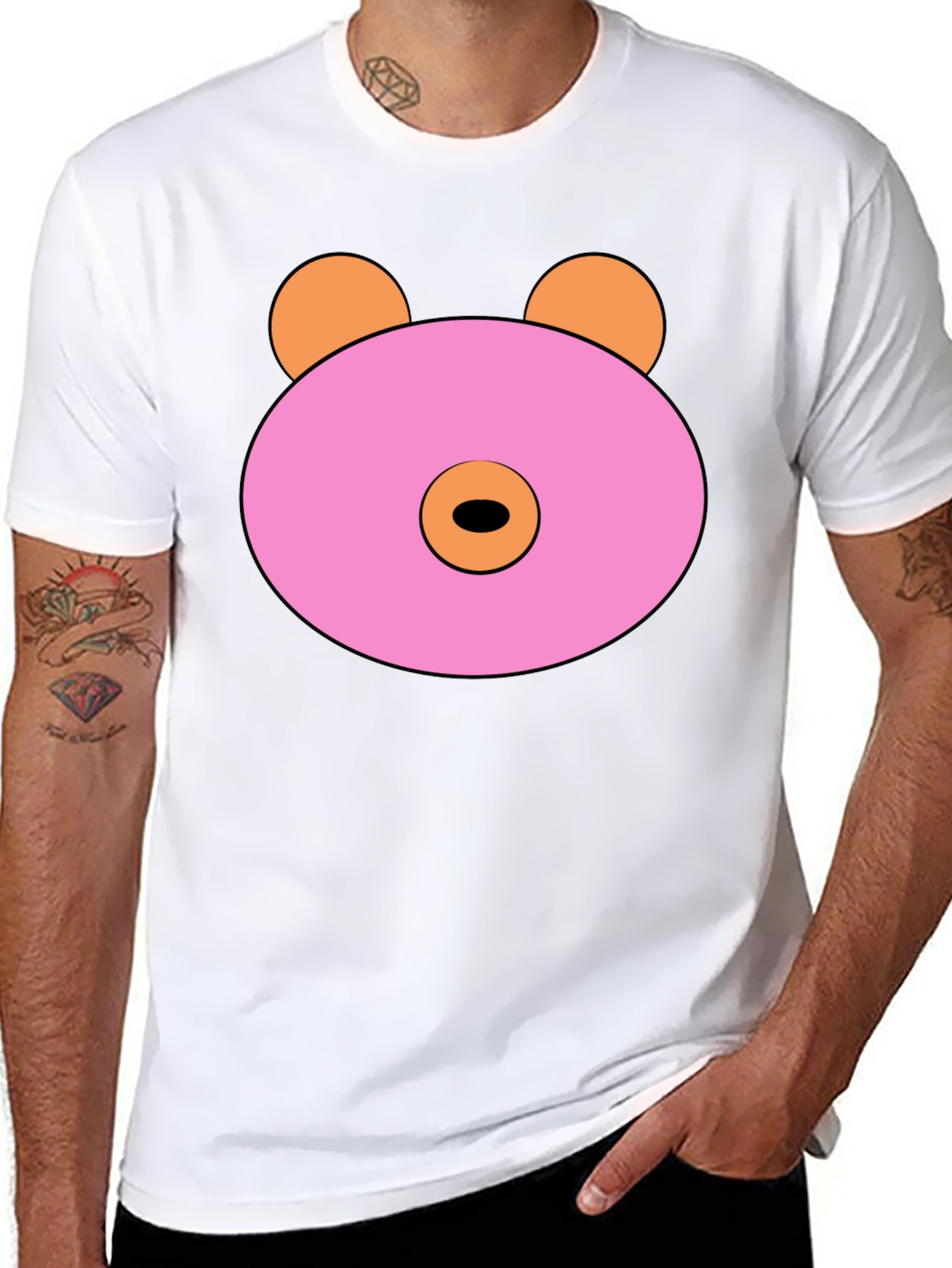 Pink Doughnut Bear Graphic T-Shirt
