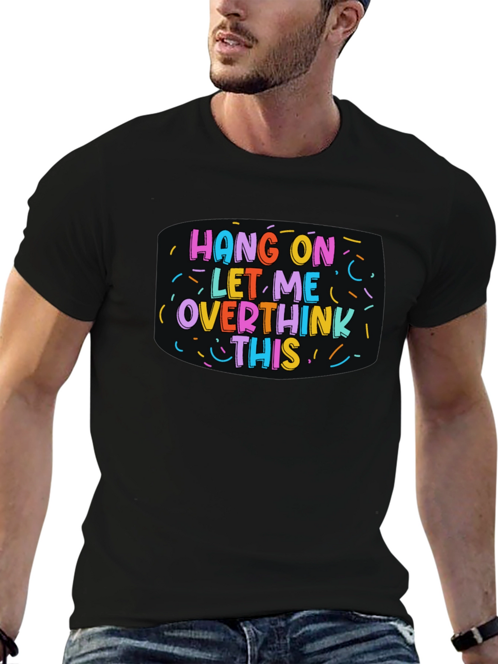 Hang On Overthink This Black Tee