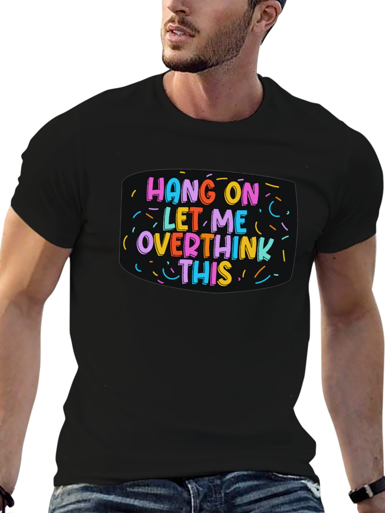 Hang On Overthink This Black Tee