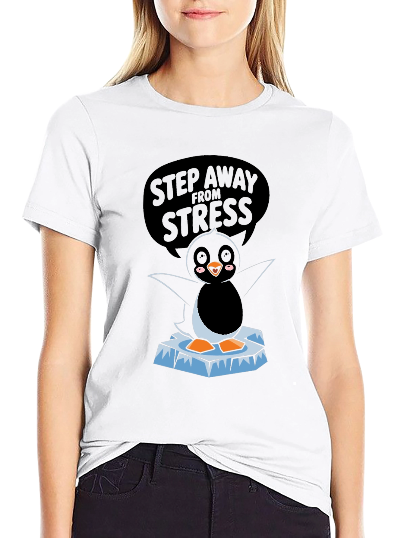 Step Away From Stress Penguin T-Shirt - Funny Graphic Tee
