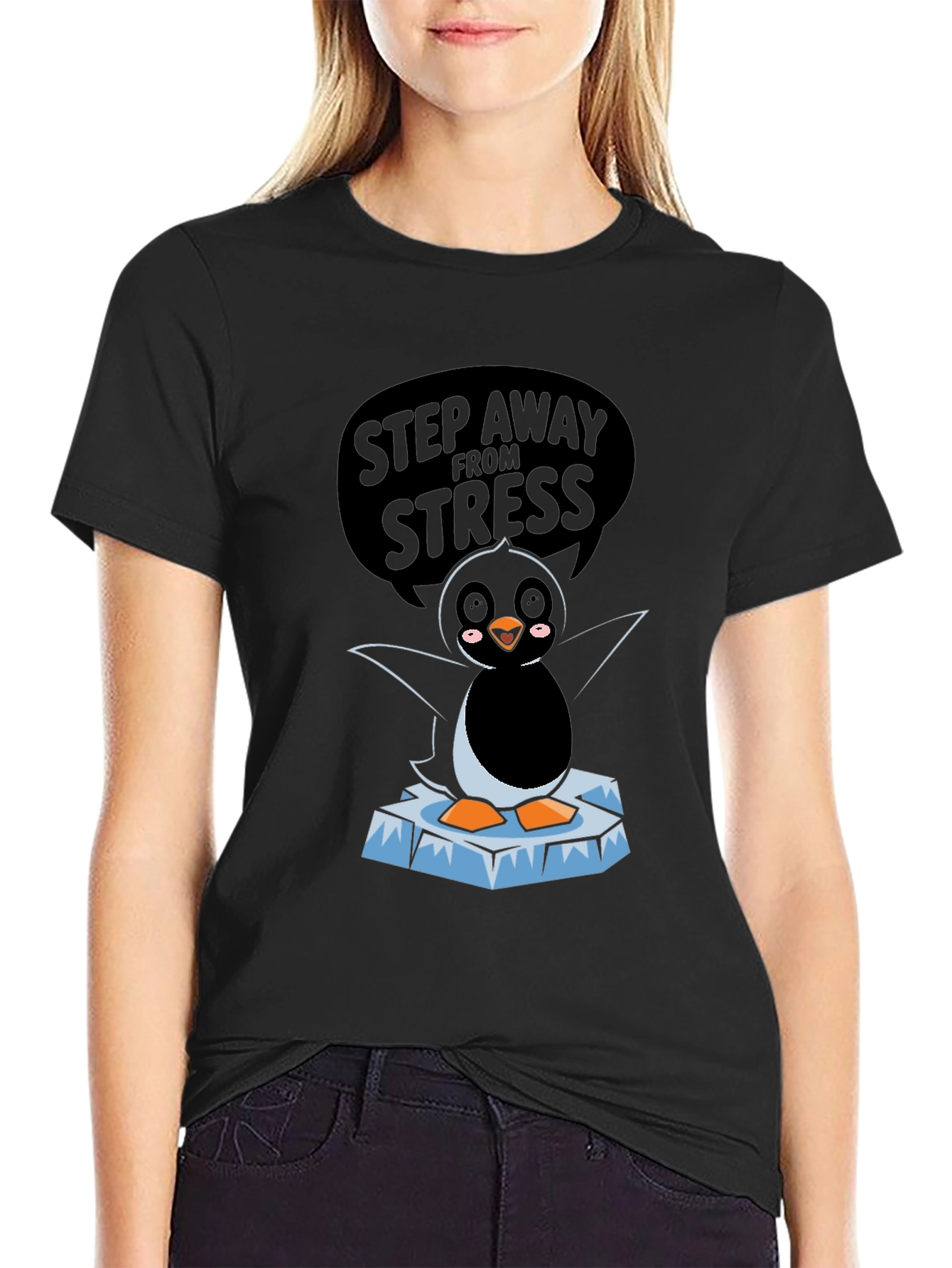 Step Away From Stress Penguin T-Shirt - Funny Graphic Tee