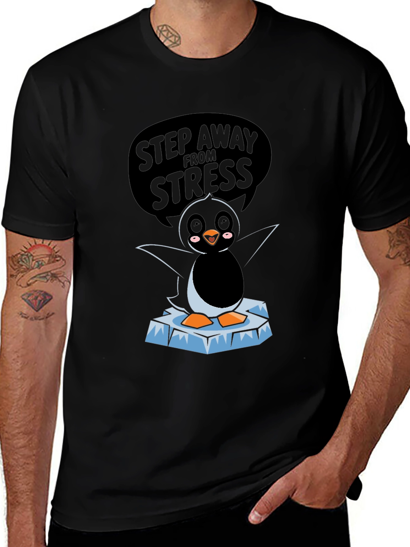 Step Away From Stress Penguin T-Shirt - Funny Graphic Tee