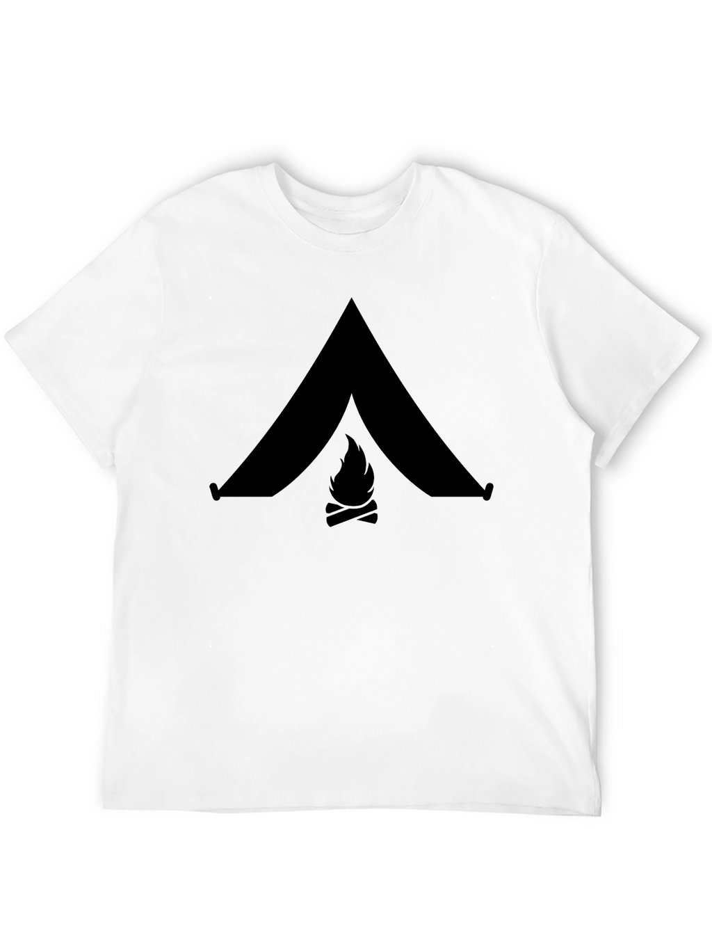 Camping Tent & Bonfire Graphic Black T-Shirt