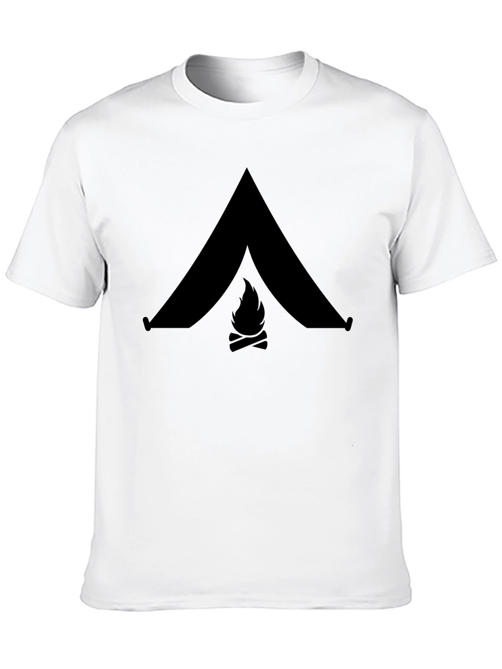 Camping Tent & Bonfire Graphic Black T-Shirt