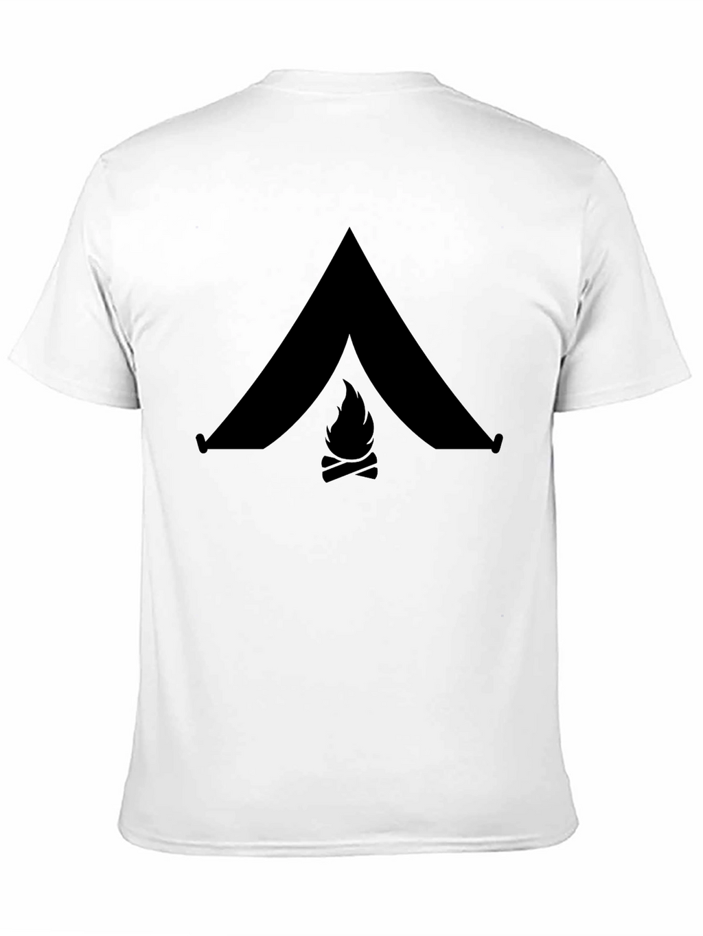 Camping Tent & Bonfire Graphic Black T-Shirt