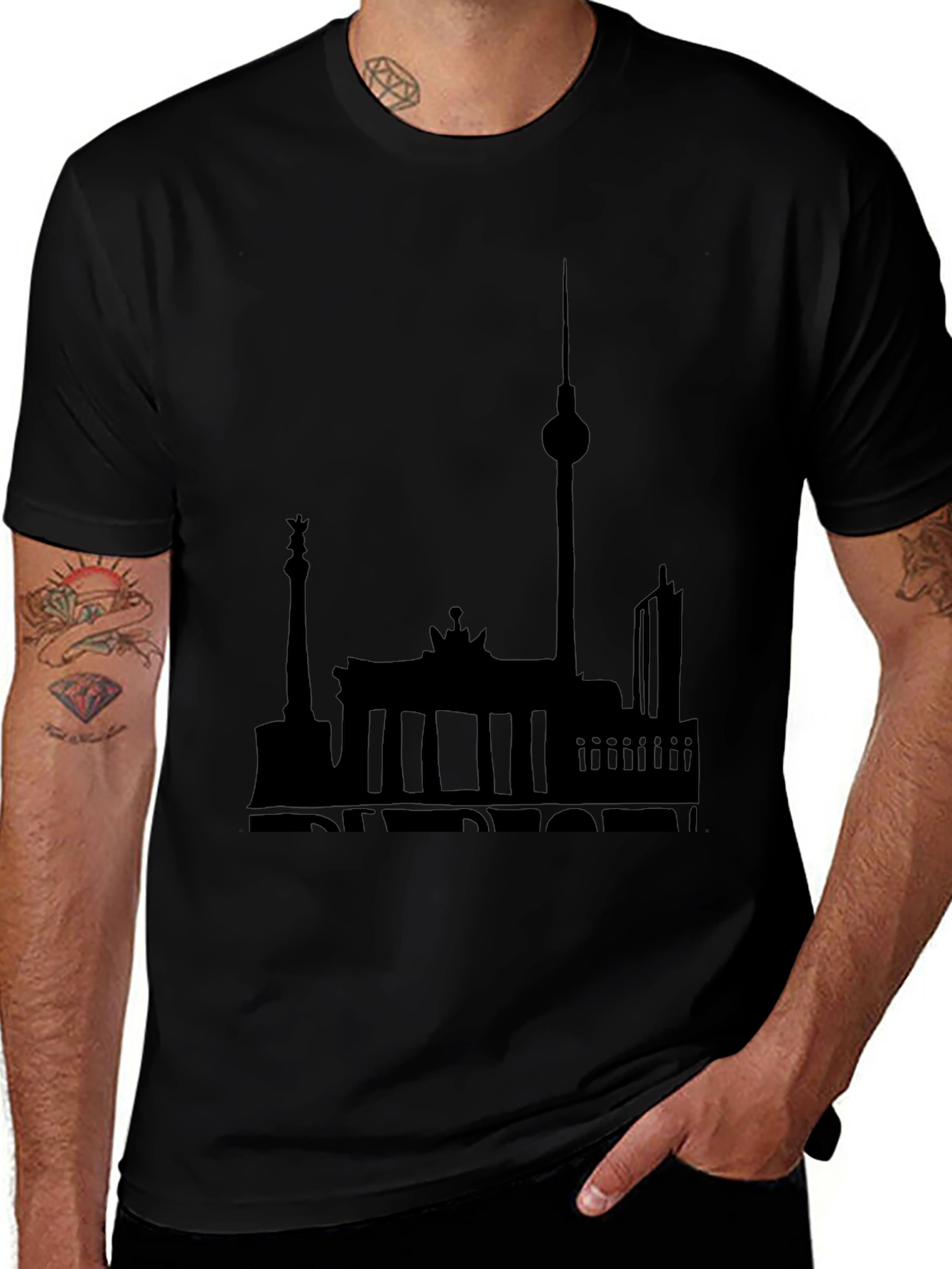 Berlin Skyline Graphic Tee - Soft Cotton Black T-Shirt