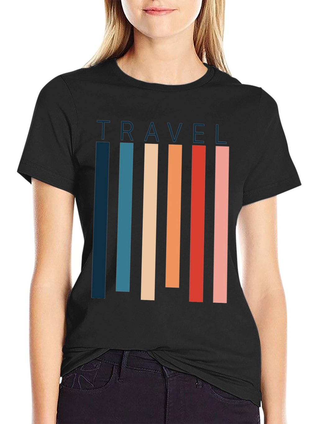 Retro Travel T-Shirt - Striped Graphic Tee