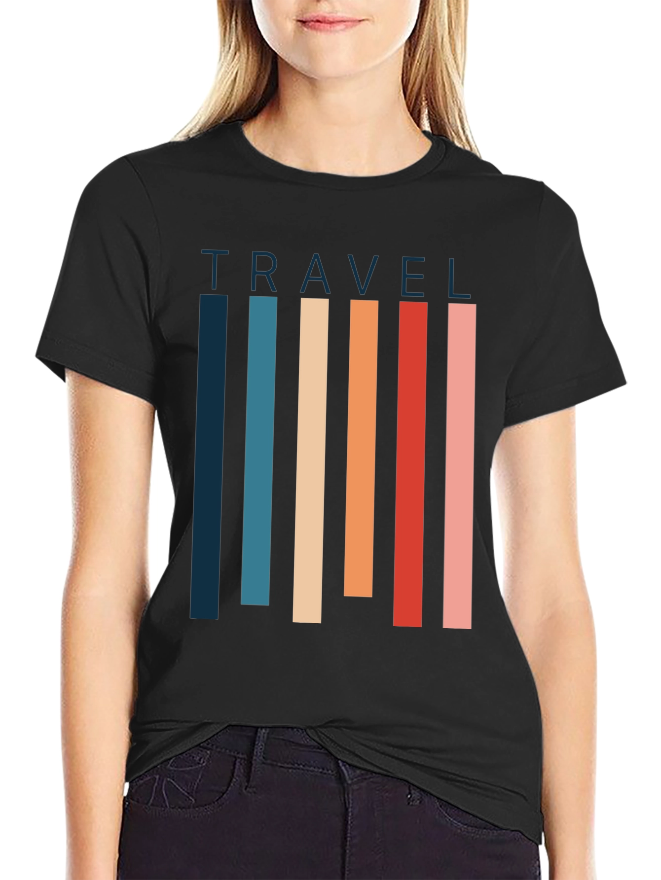 Retro Travel T-Shirt - Striped Graphic Tee