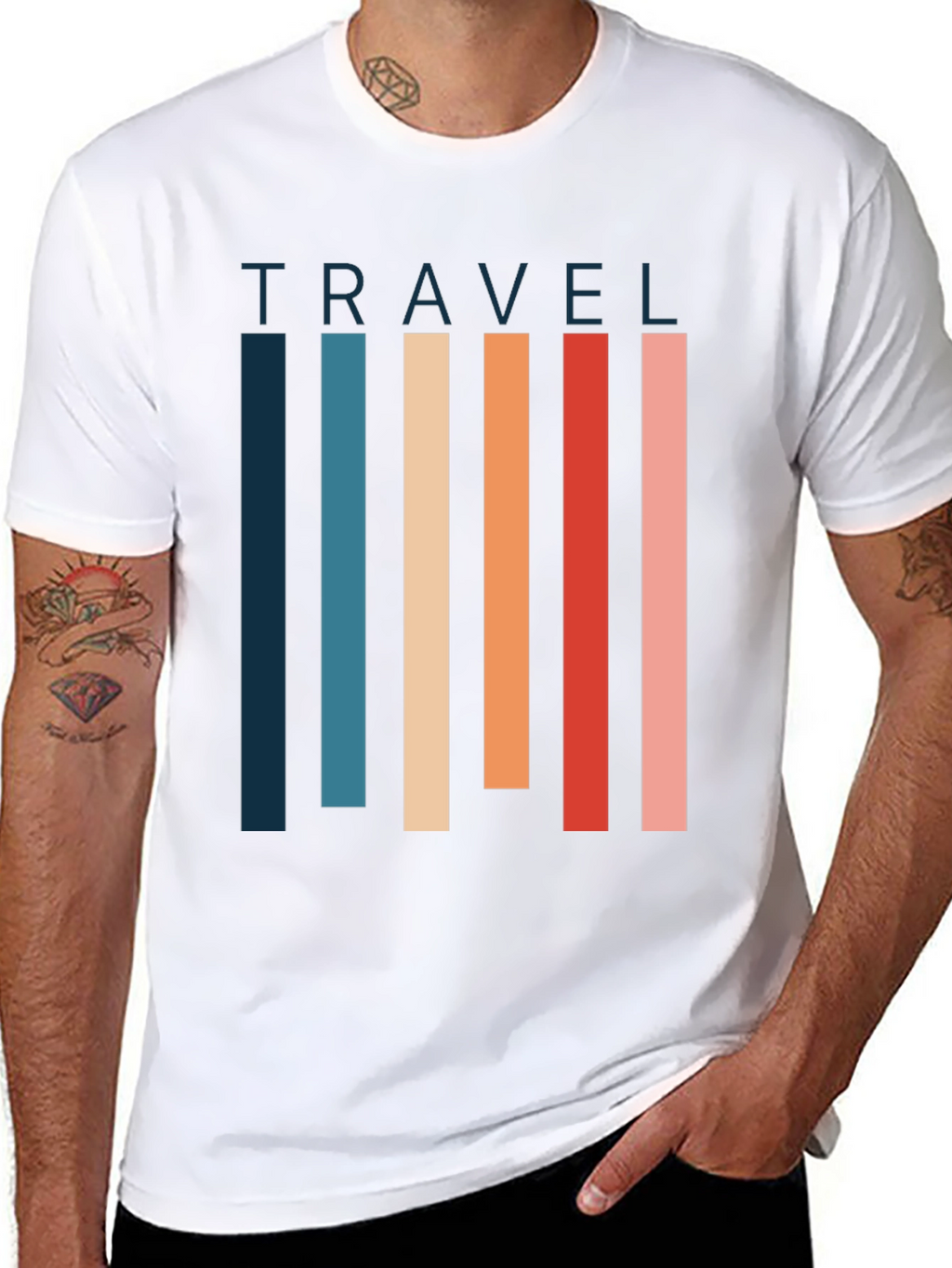 Retro Travel T-Shirt - Striped Graphic Tee
