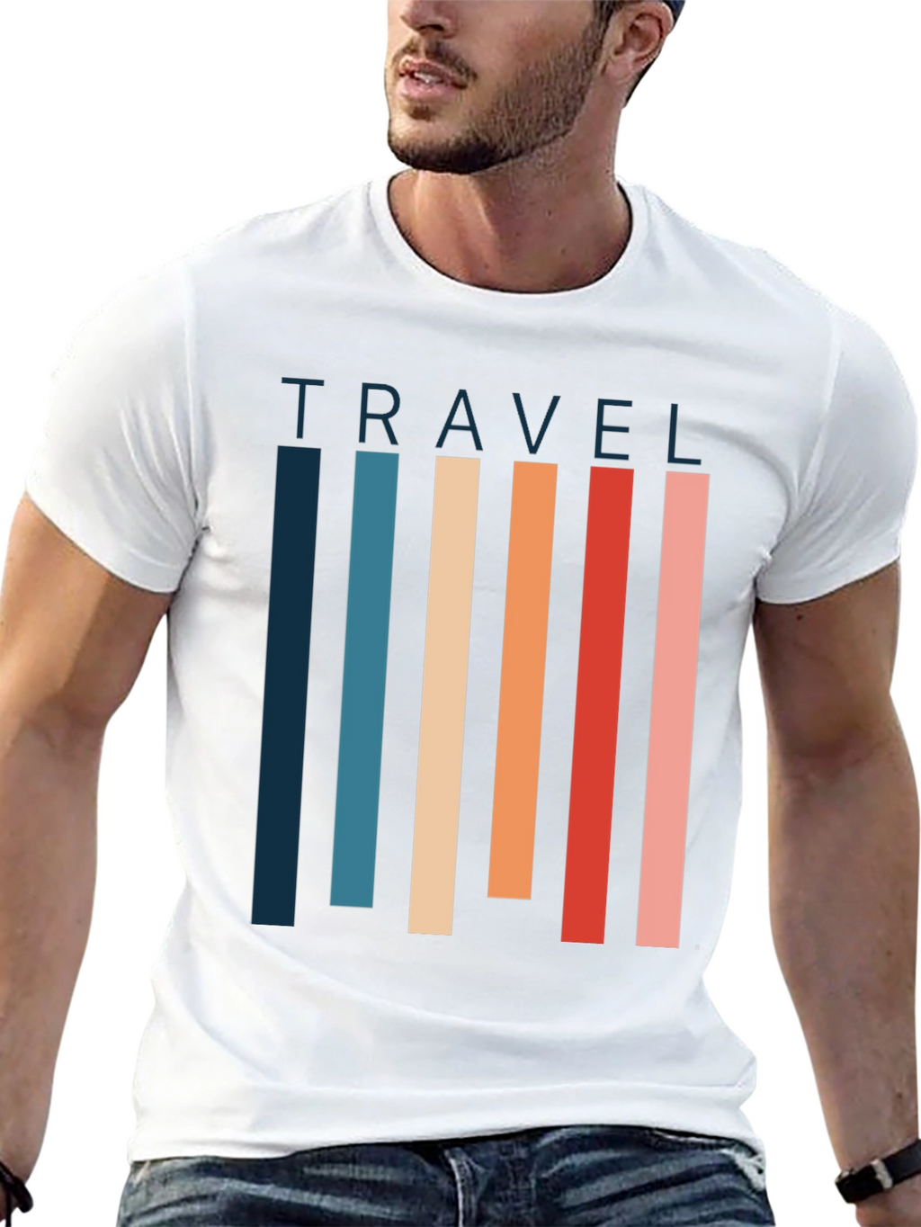 Retro Travel T-Shirt - Striped Graphic Tee