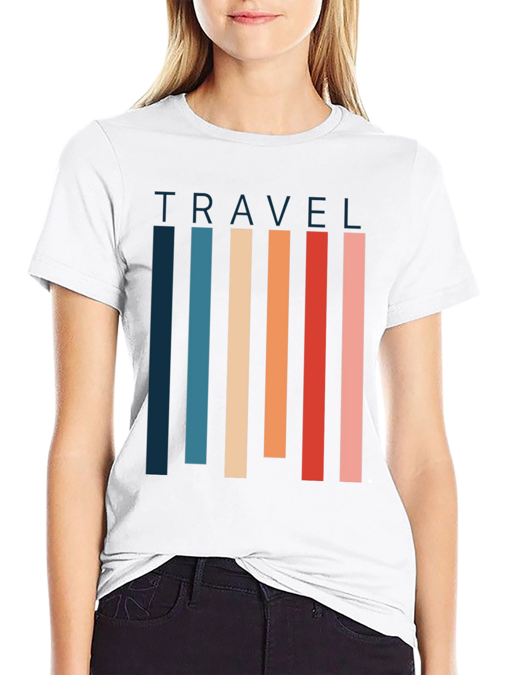 Retro Travel T-Shirt - Striped Graphic Tee