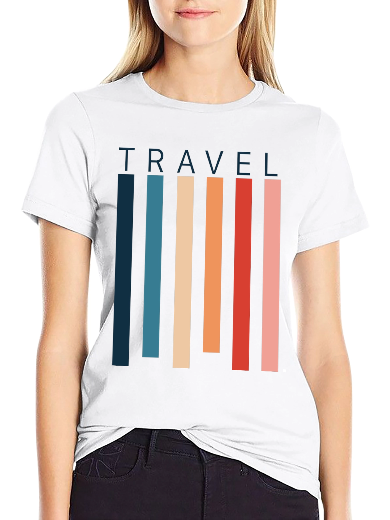 Retro Travel T-Shirt - Striped Graphic Tee