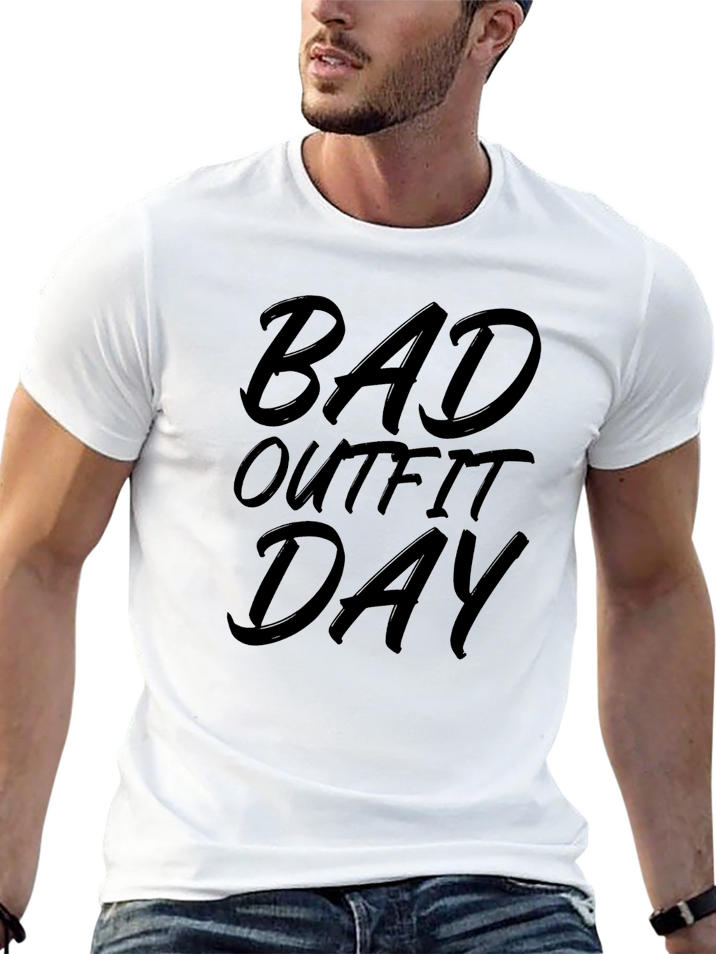 Bad Outfit Day Graphic Tee - Black Casual T-Shirt